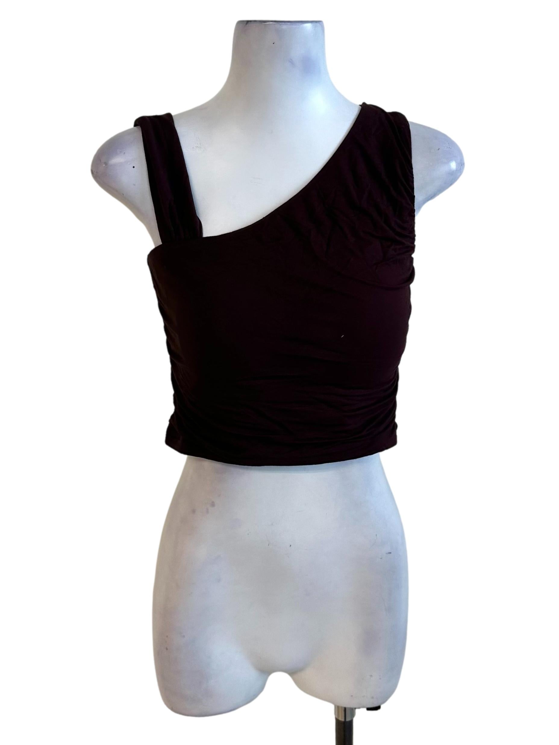 Dark Brown Asymmetric Fitted Top