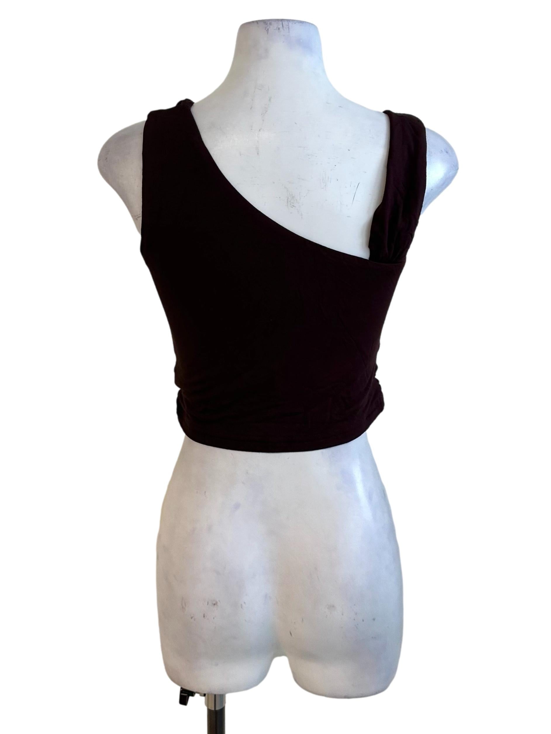 Dark Brown Asymmetric Fitted Top