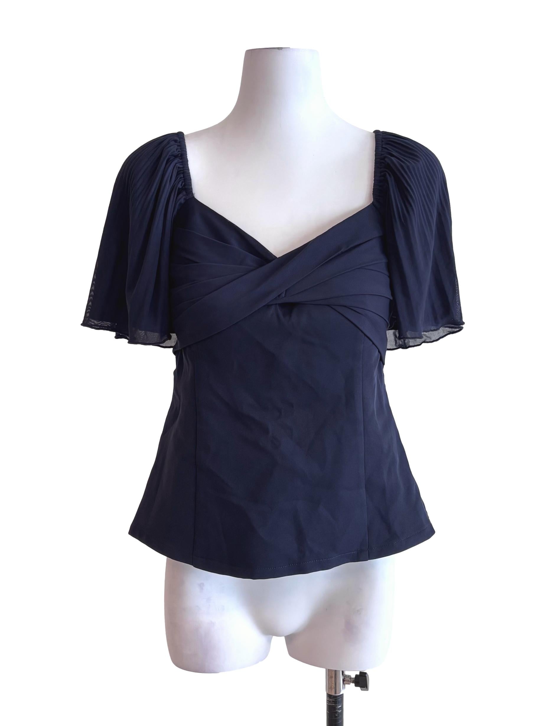Midnight Blue Flare Sleeve Top