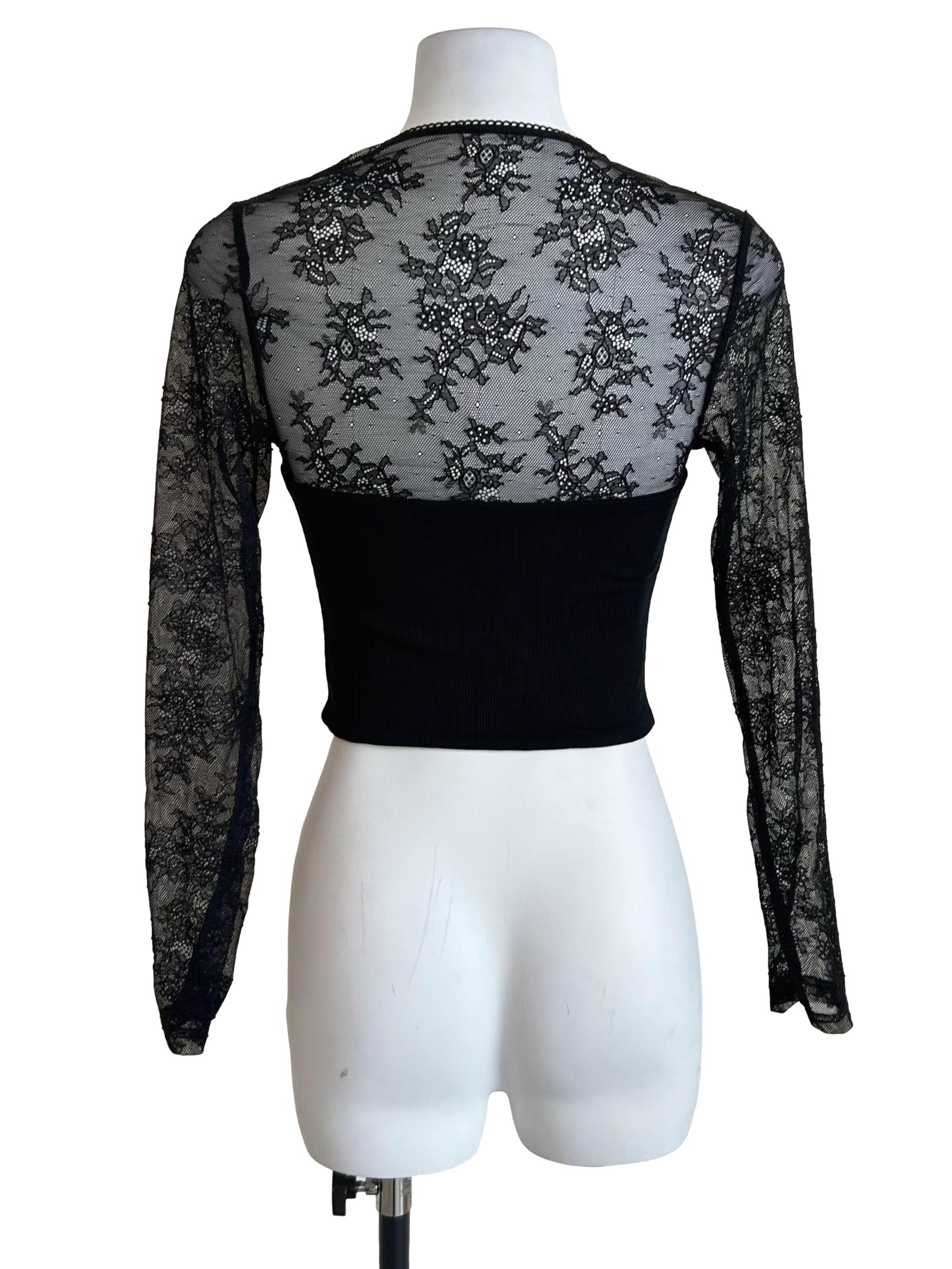 Black Lace Sleeve Bustier Corset Top