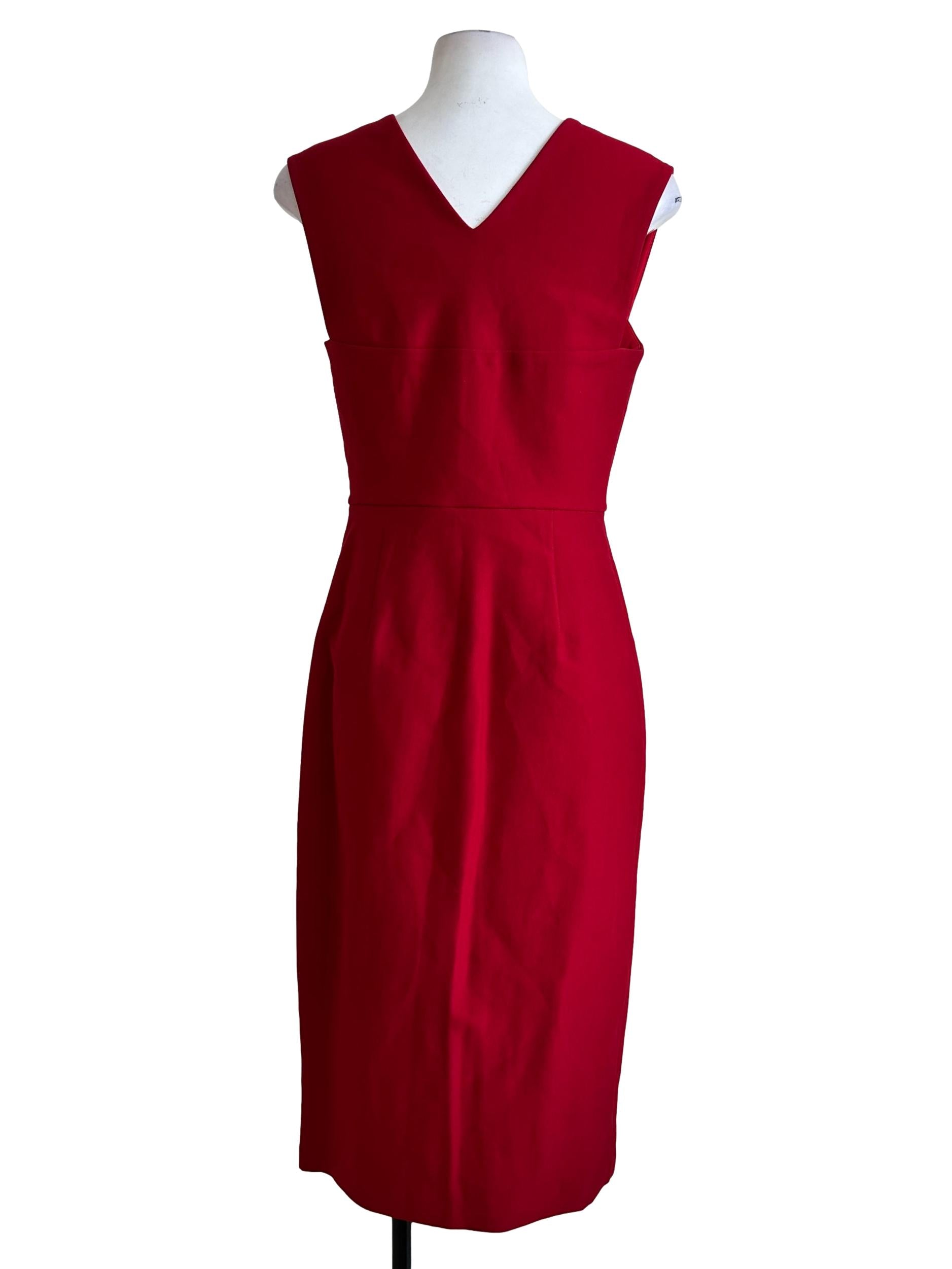 Red V Neckline Sheath Dress