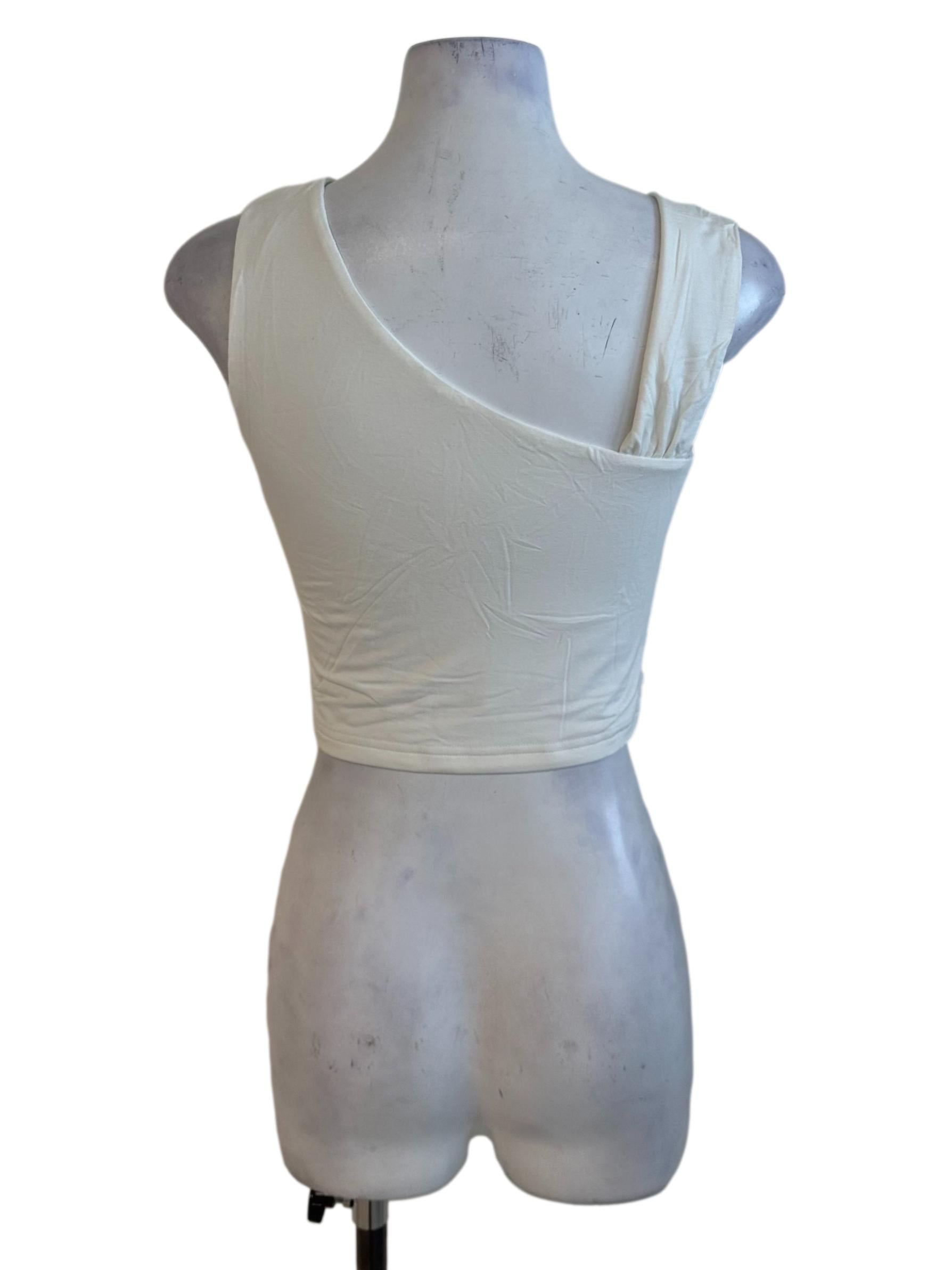 Pearl White Asymmetric Fitted Top
