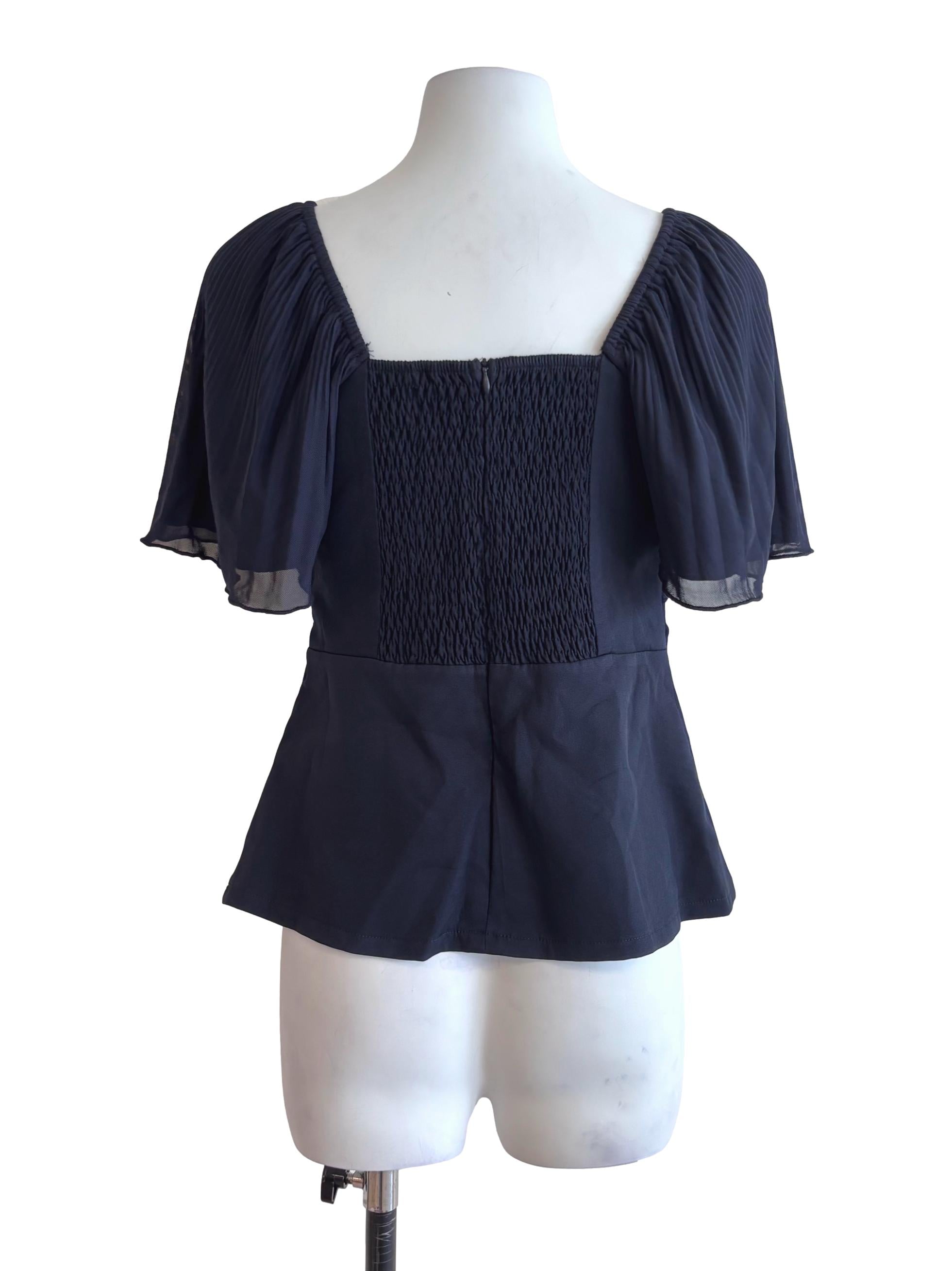 Midnight Blue Flare Sleeve Top