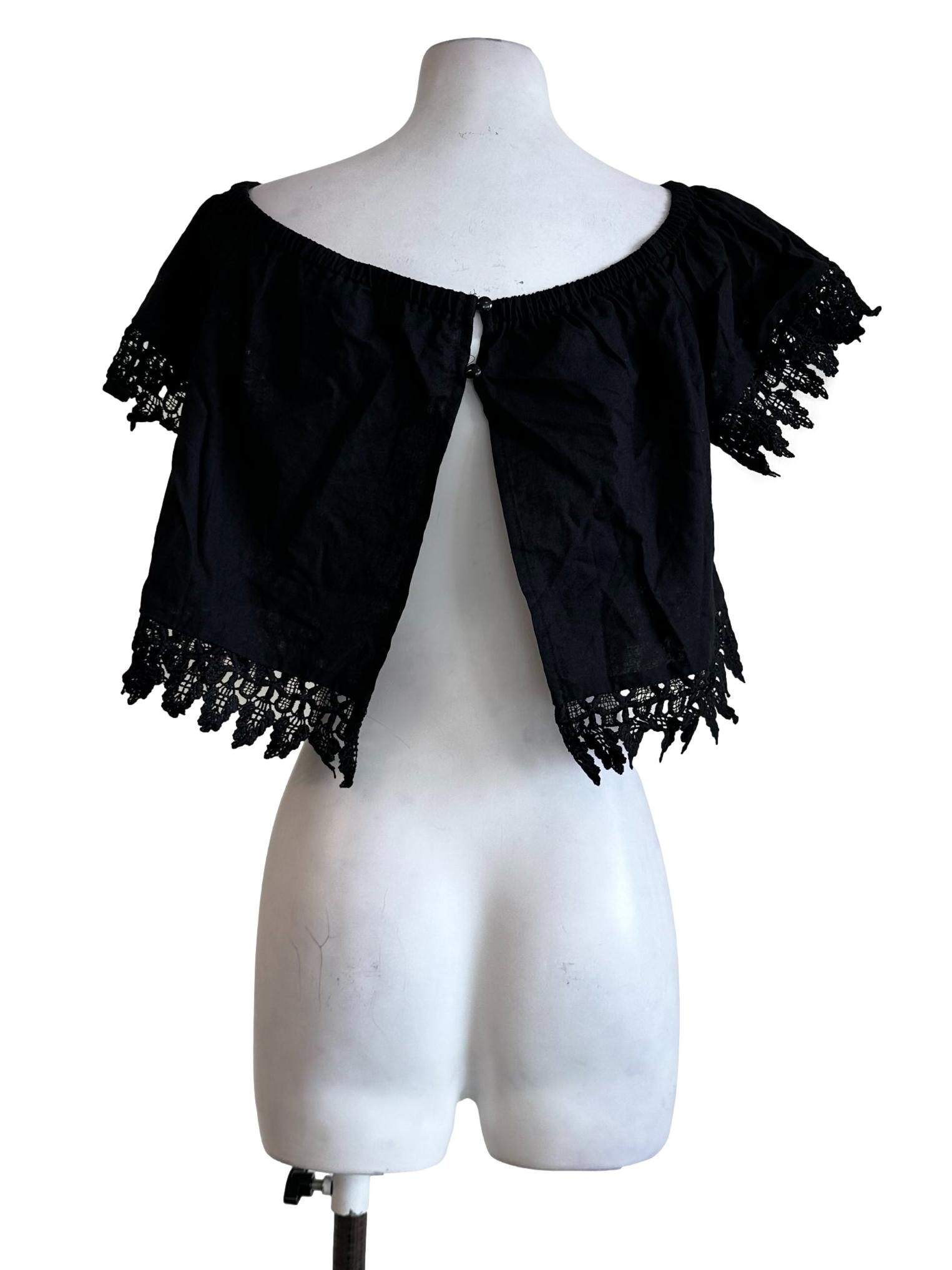 Black Embroidered Pattern Top