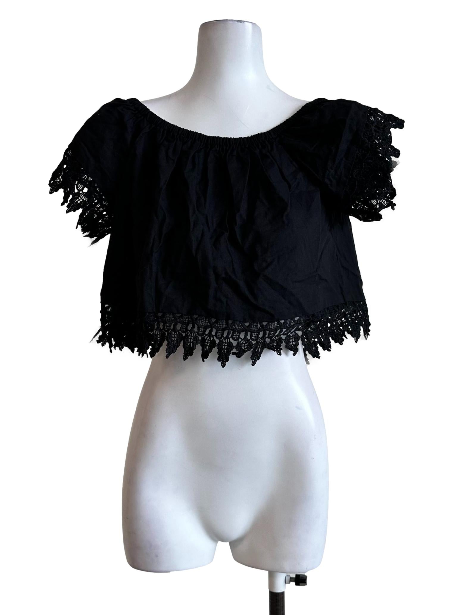 Black Embroidered Pattern Top