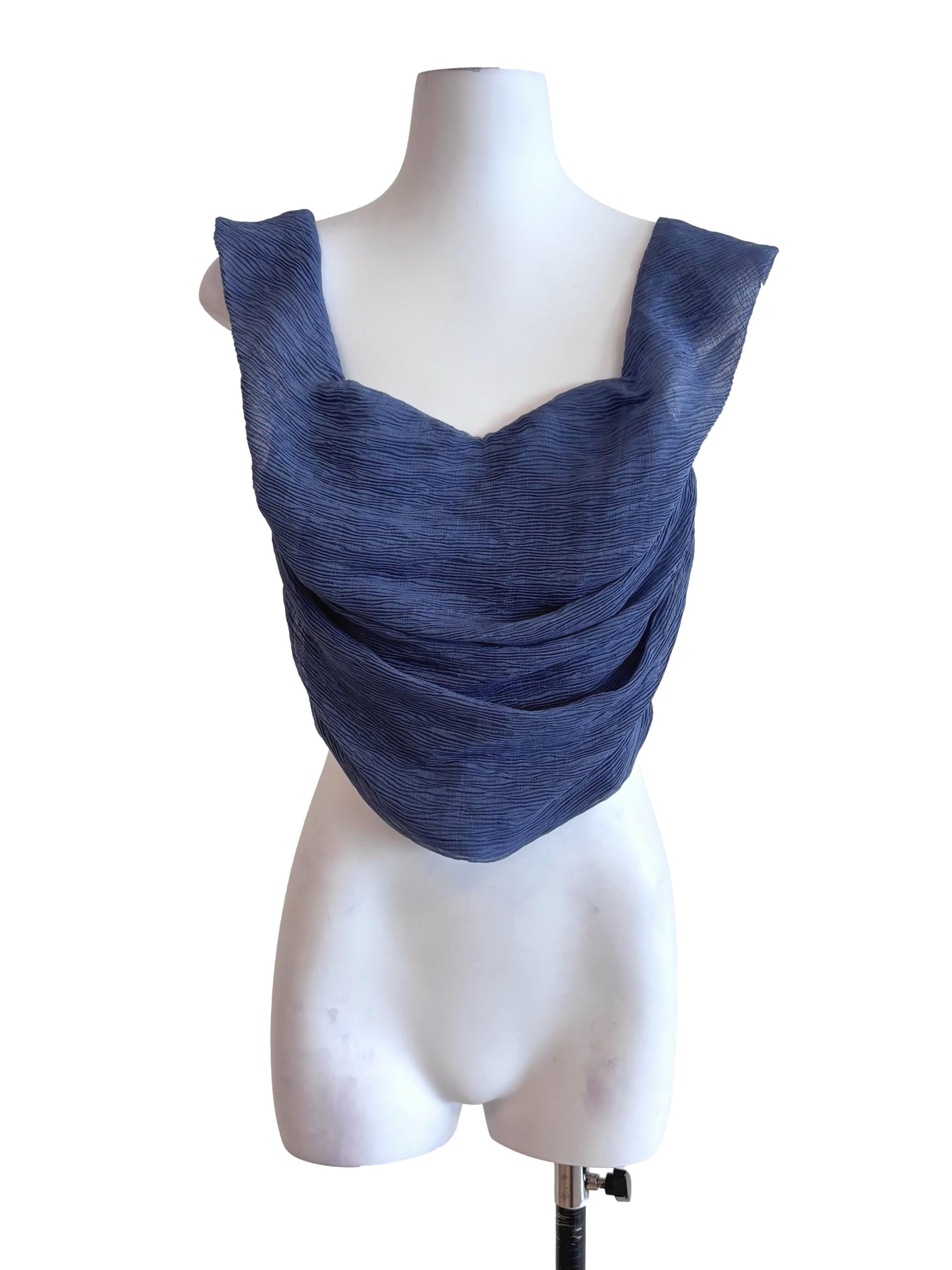 Stone Blue Mesh Curved Top