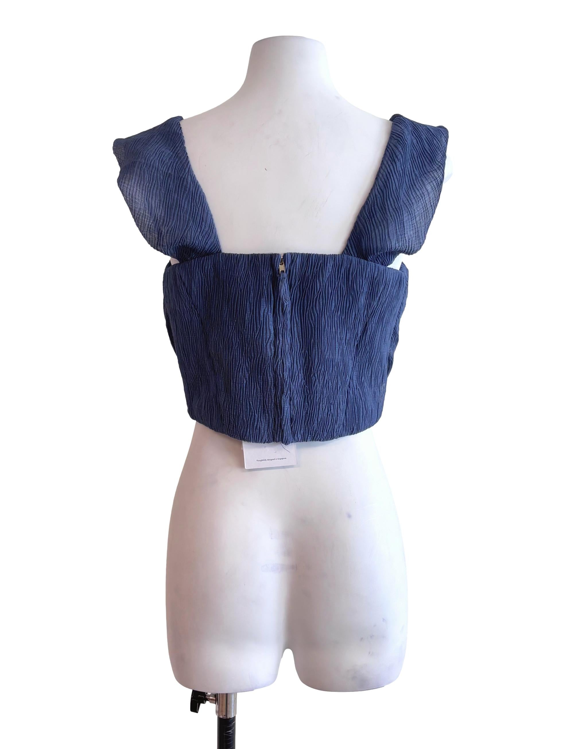 Stone Blue Mesh Curved Top