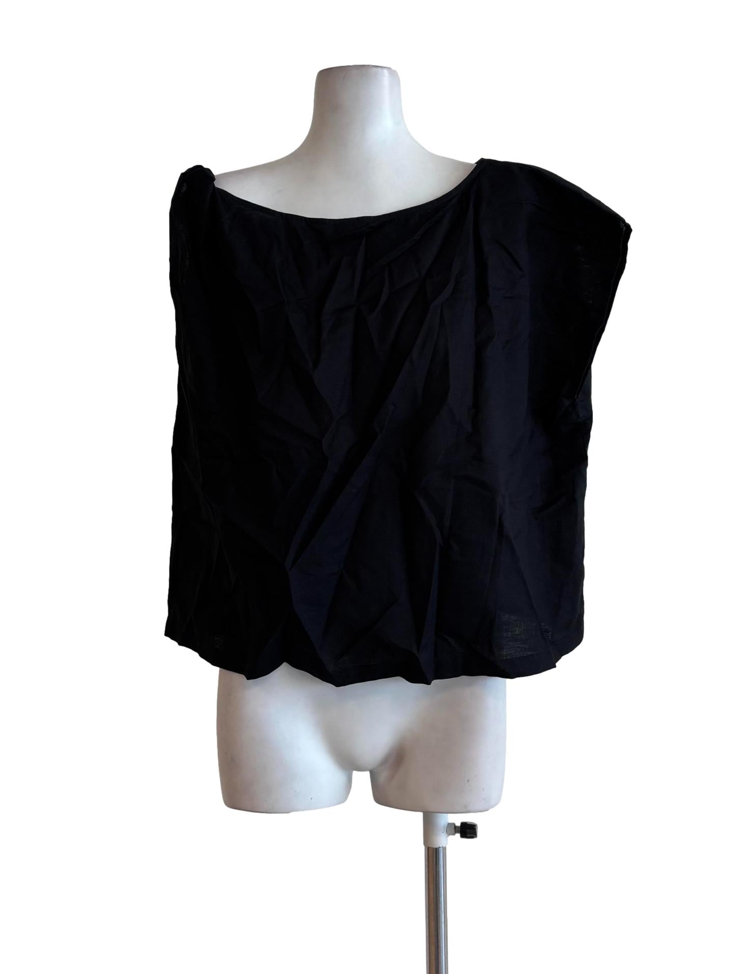 Soft Black Asymmetrical Cotton Top