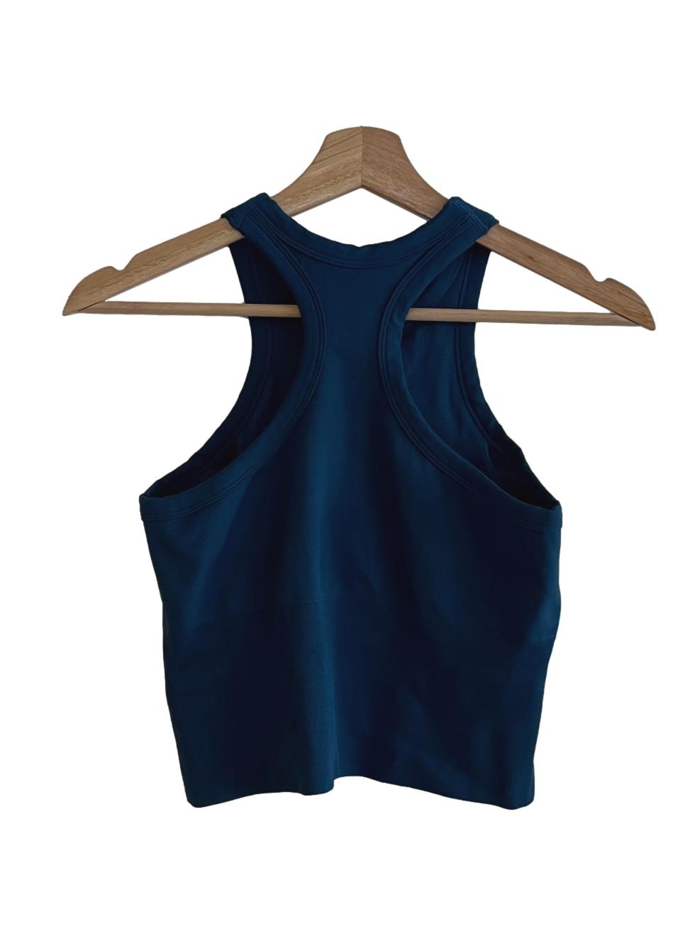 Navy Blue Jewel Neckline Sleeveless Tank Top