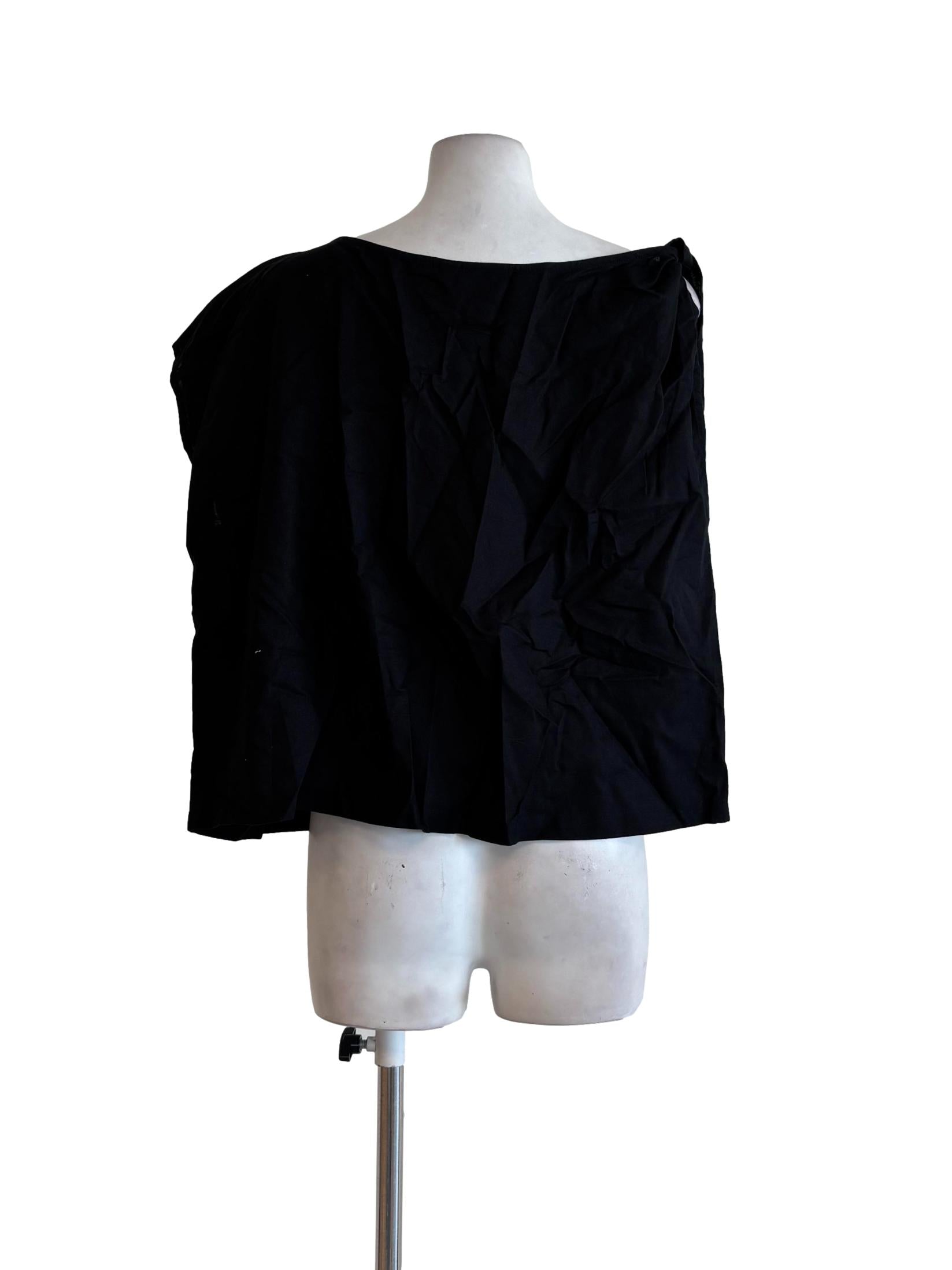 Soft Black Asymmetrical Cotton Top