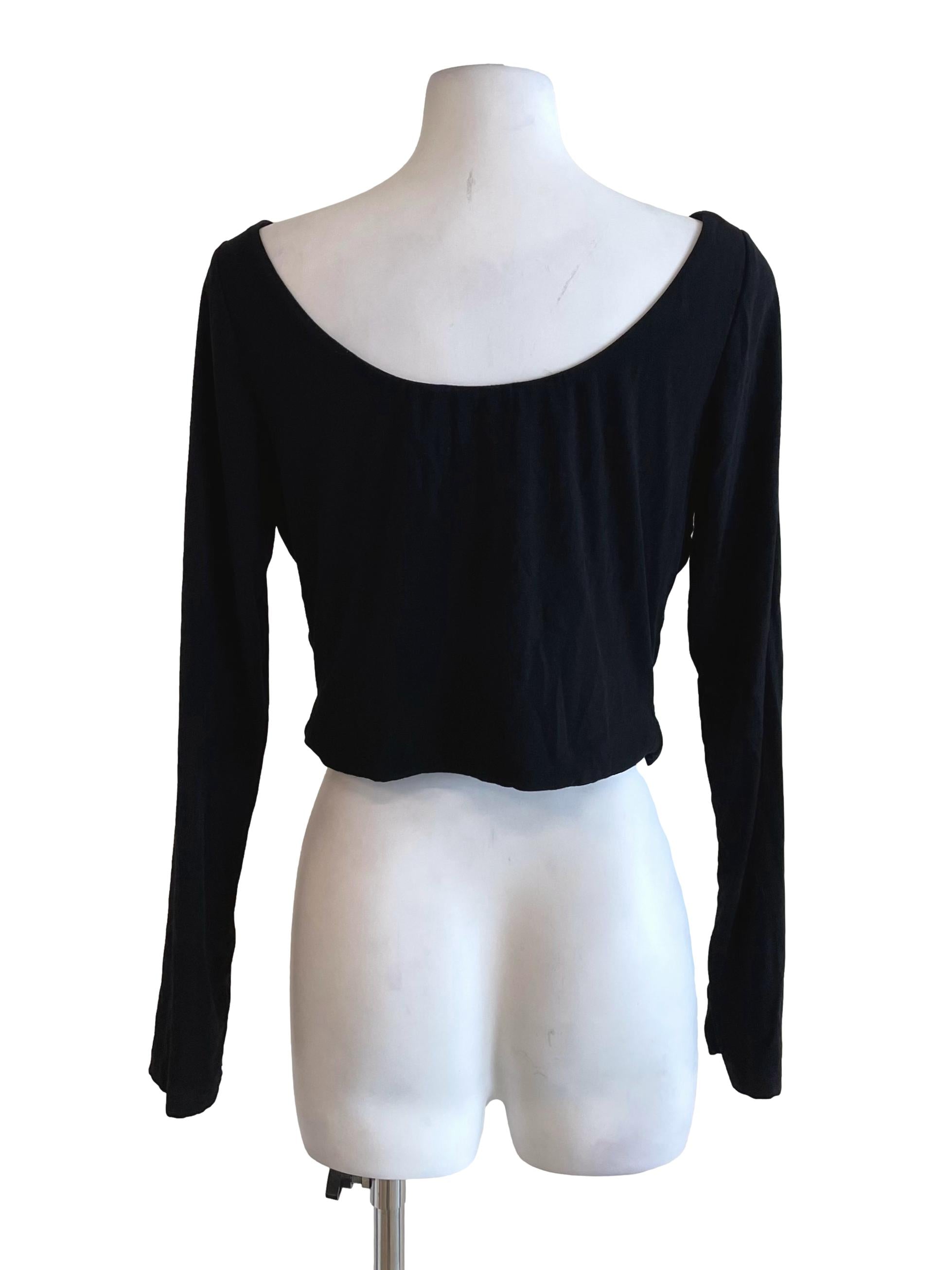 Black Boat Neck Draped Top