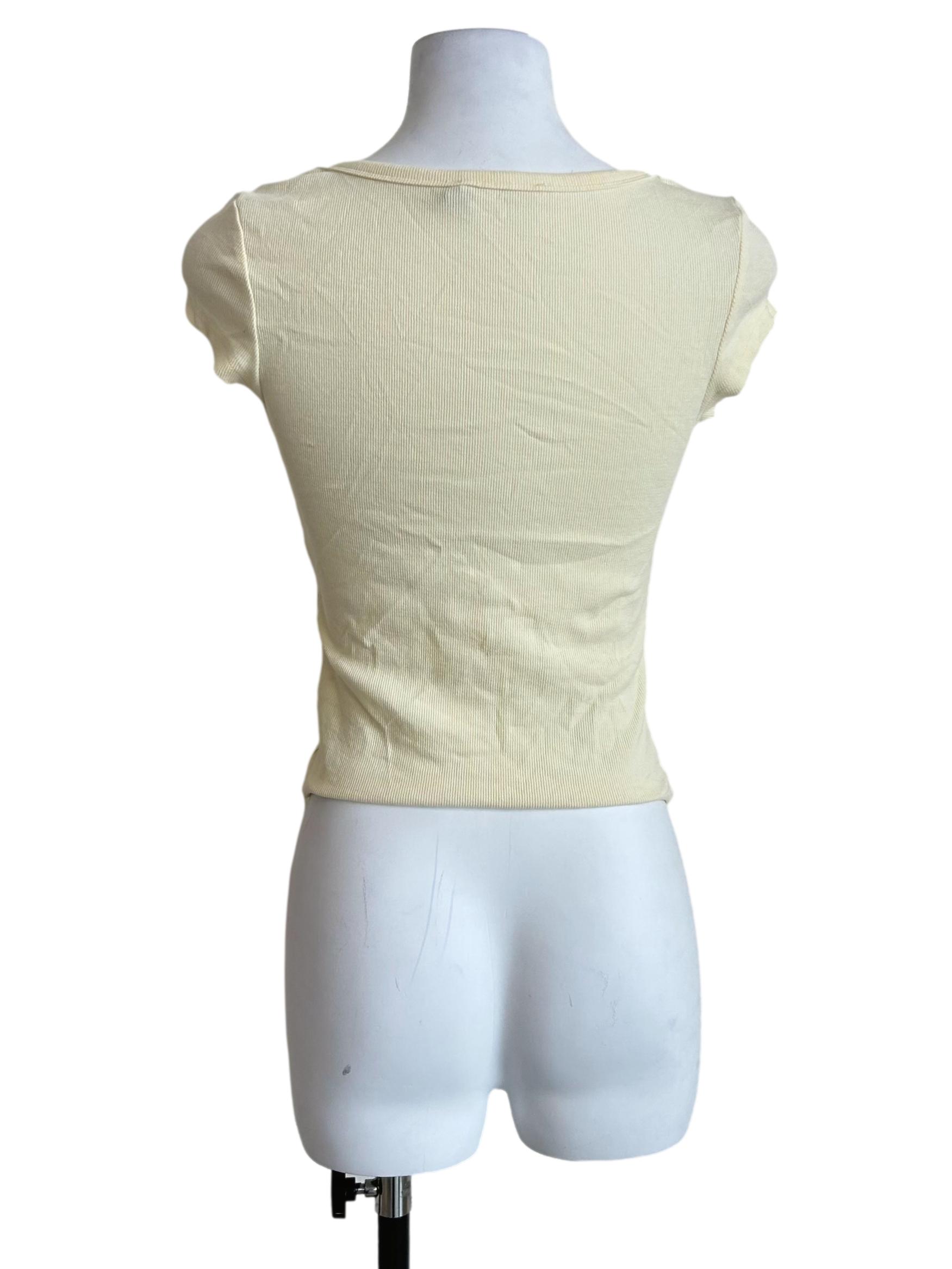 Light Yellow Scoop Neck Ribbed Baby Tee