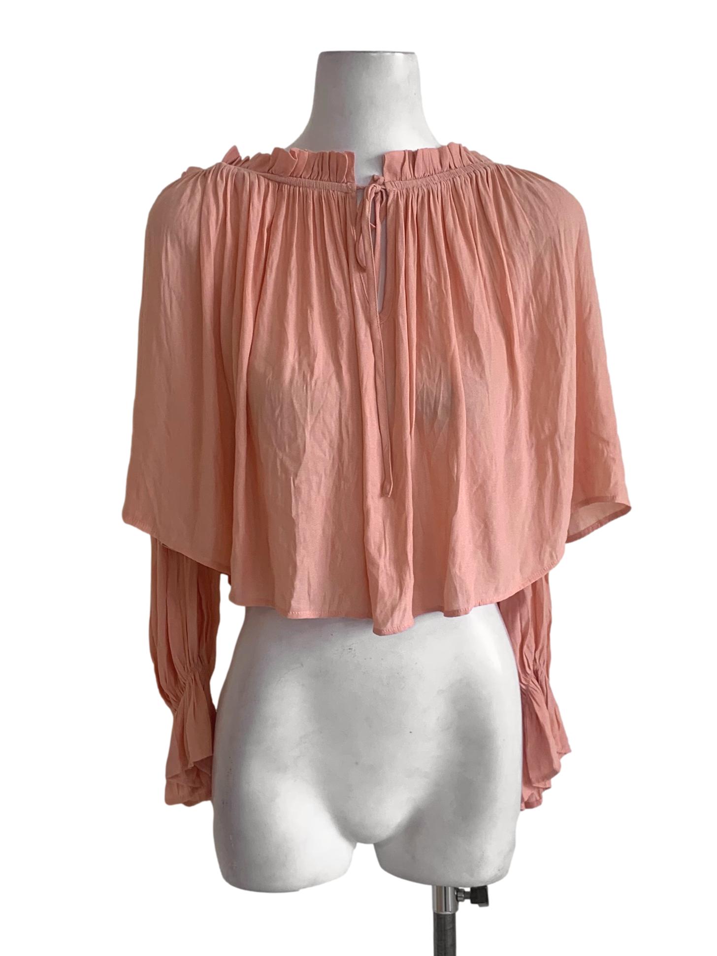 Peach Square Neckline Blouse