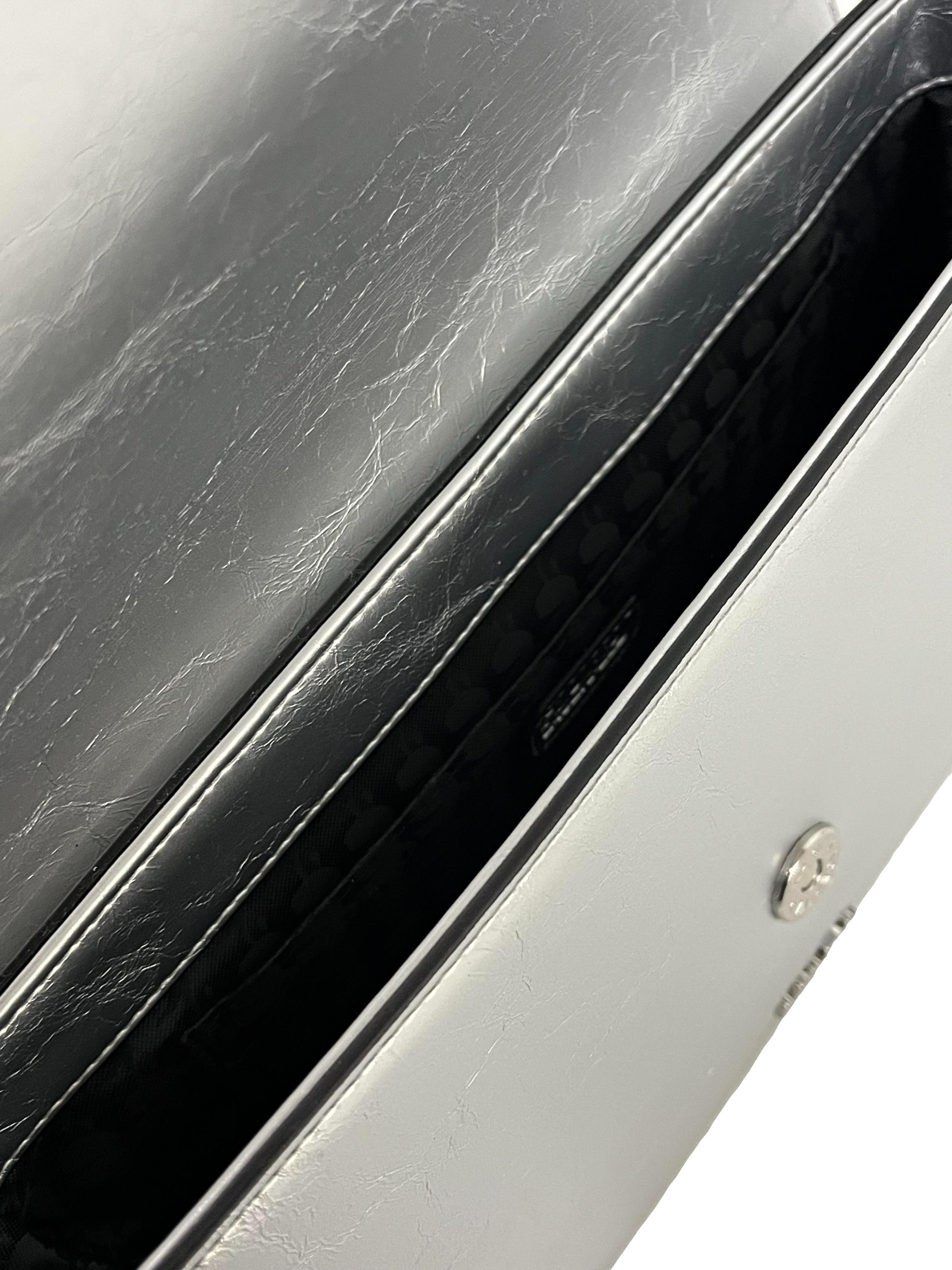 Silver Leather Shoulder Bag CSN