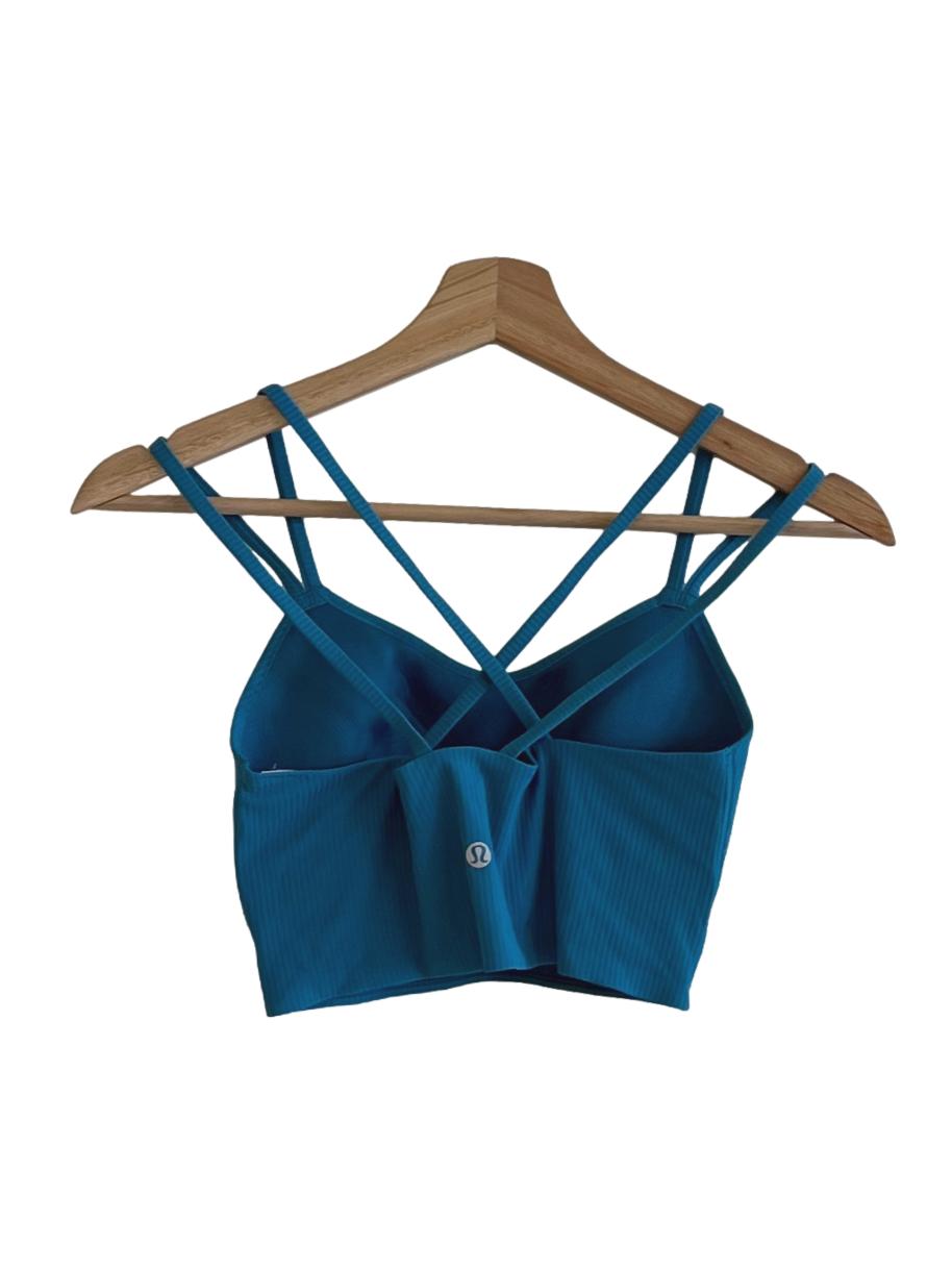 Teal Blue Candy Stripe Sports Bra