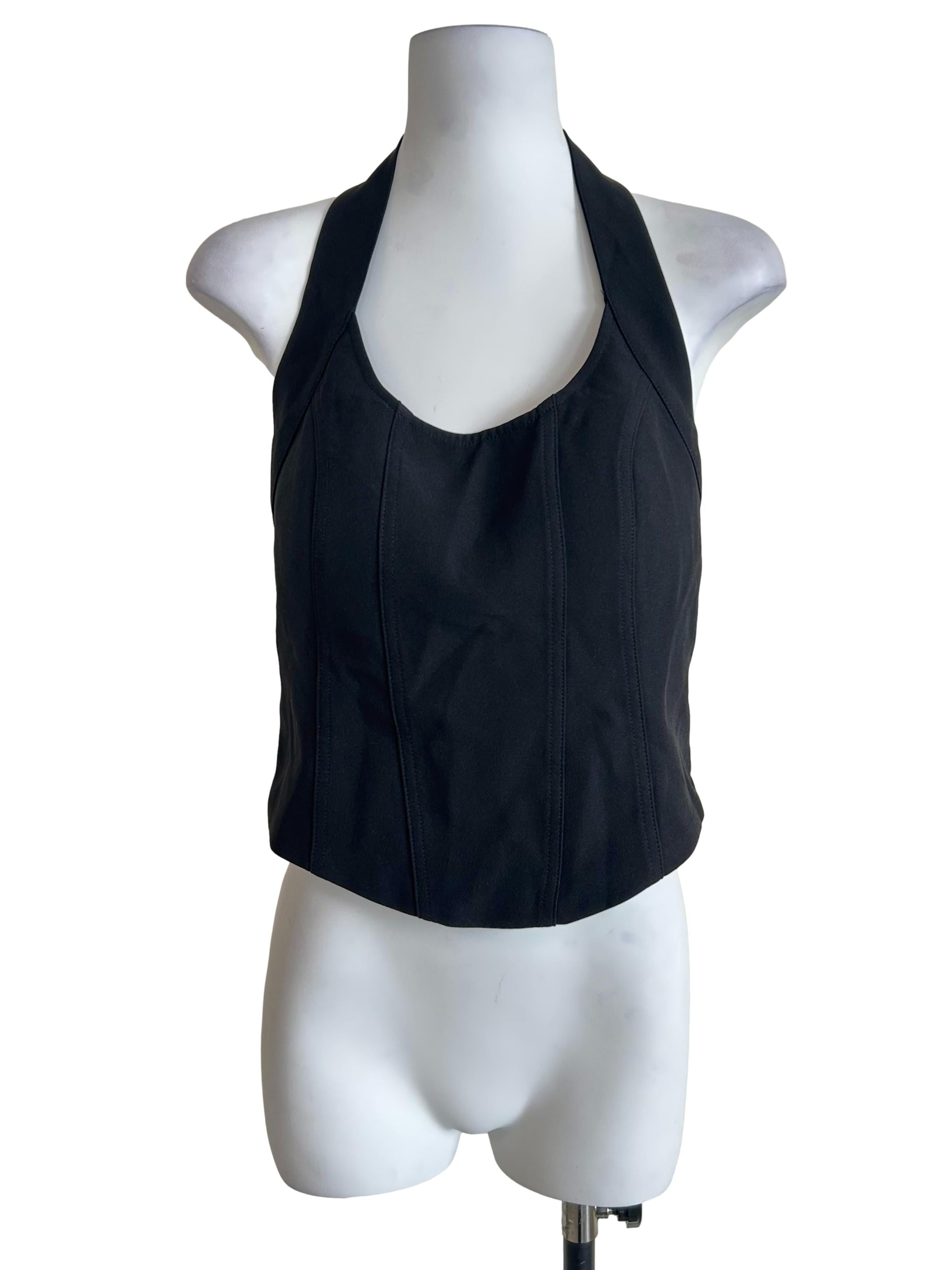 Black Panel Detail Halter Necktop
