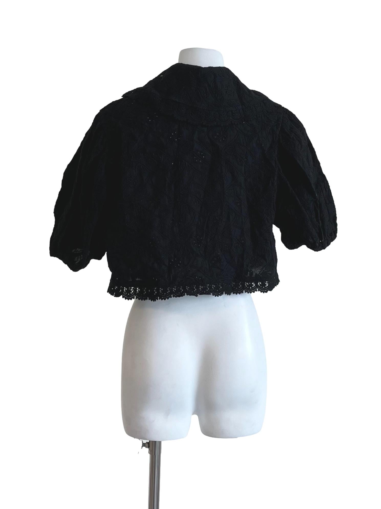 Black Lace Button Blouse
