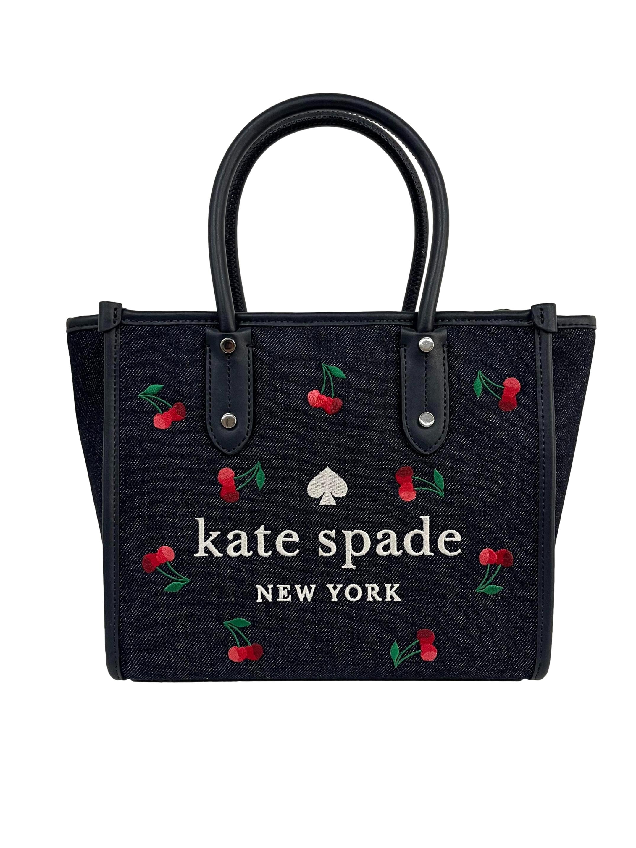 Blue Canvas Ella Cherry Embroidered Denim Tote Bag CSN