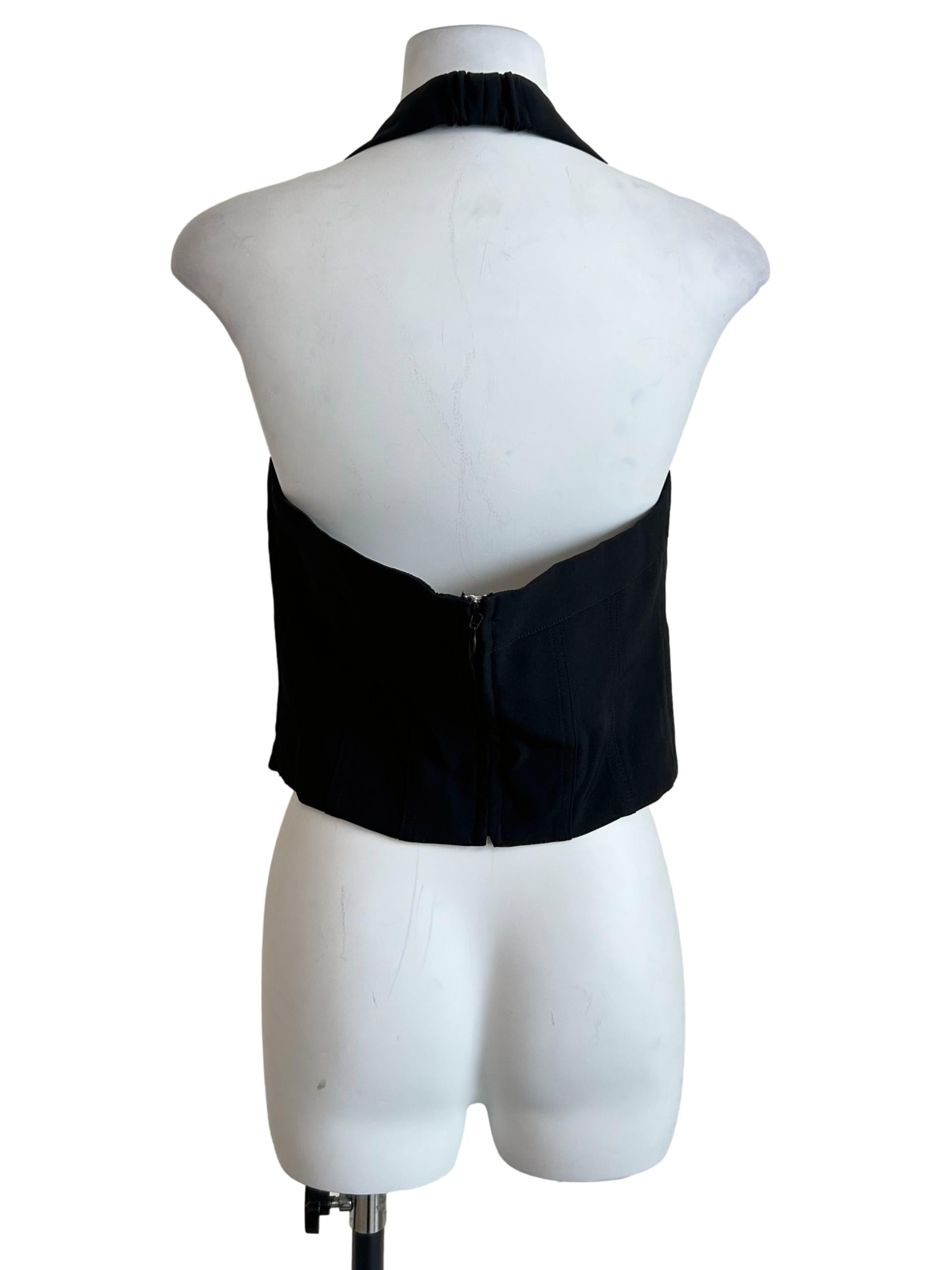 Black Panel Detail Halter Necktop