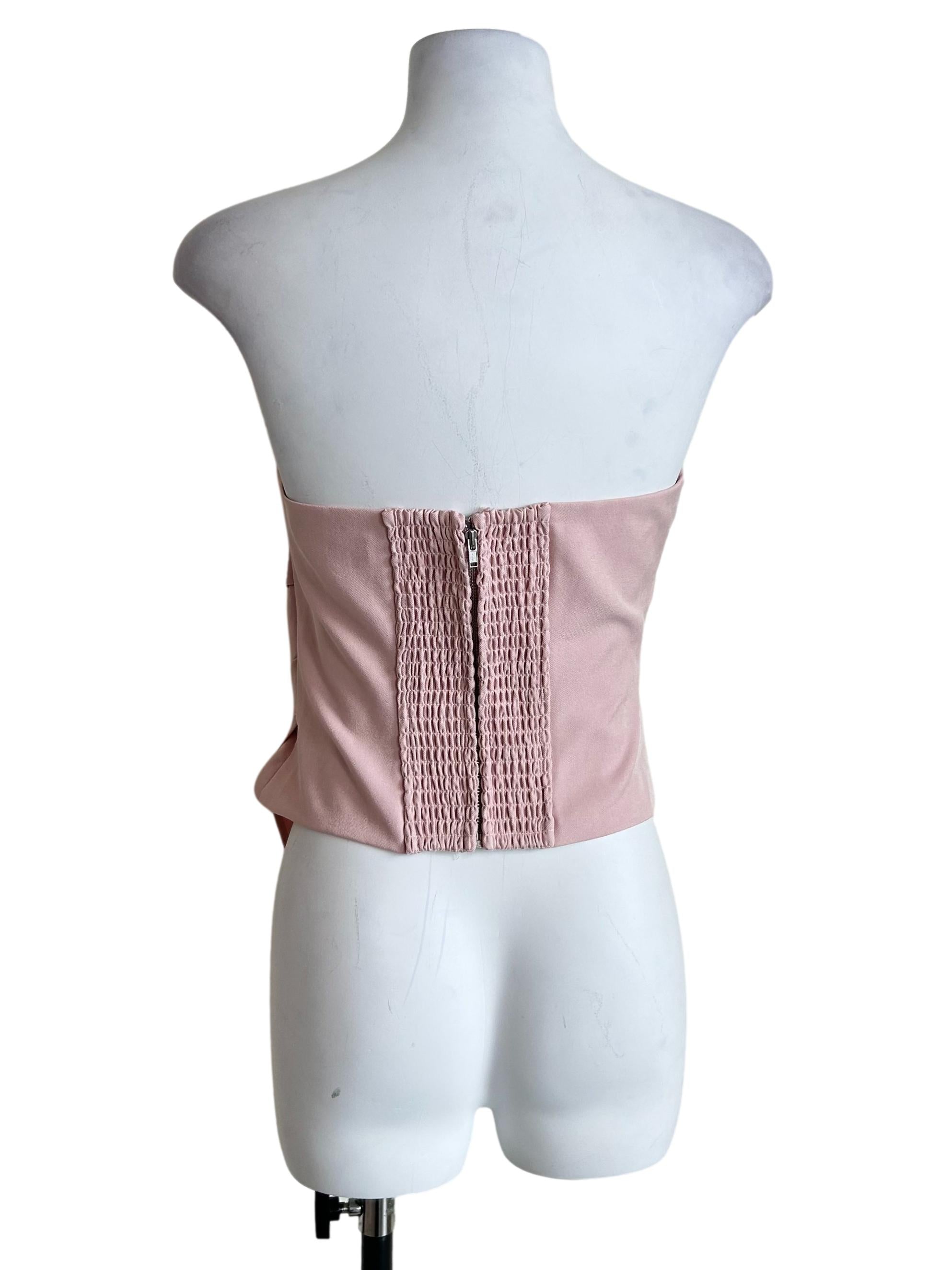 Blush Pink Draped Asymmetric Strapless Top