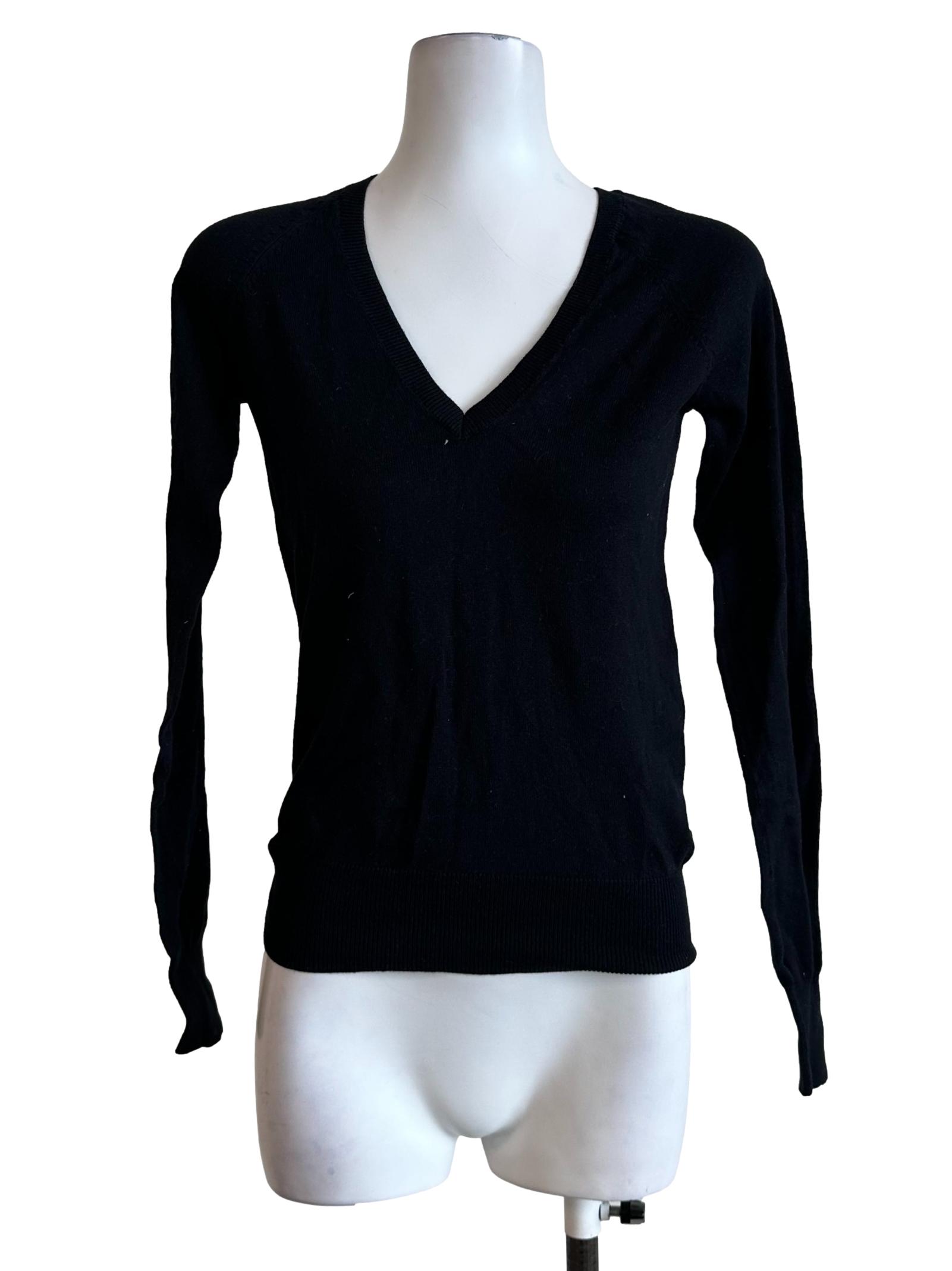Black V Neckline Long Sleeves Top