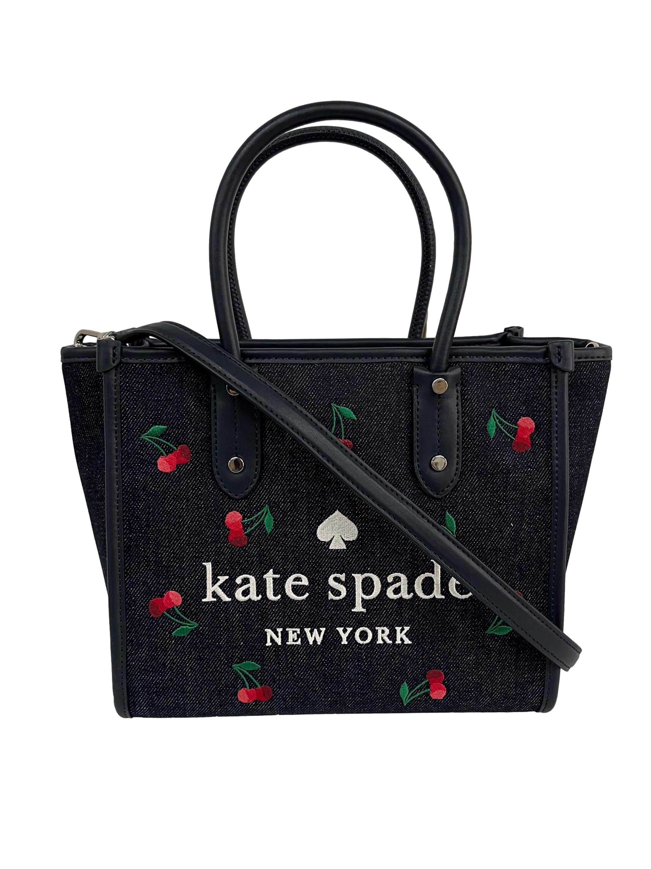 Blue Canvas Ella Cherry Embroidered Denim Tote Bag CSN