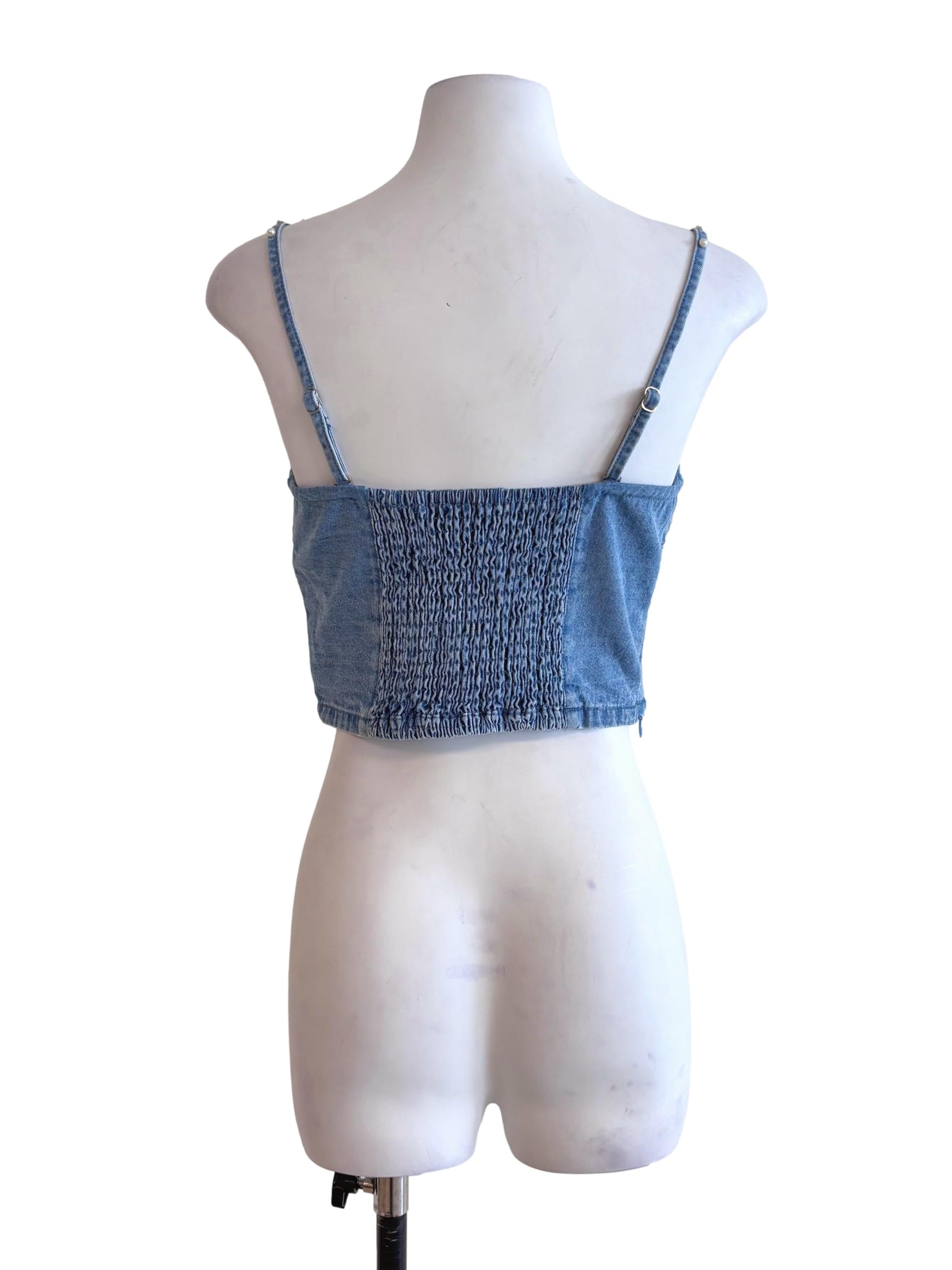 Light Wash Blue Denim Crop Top