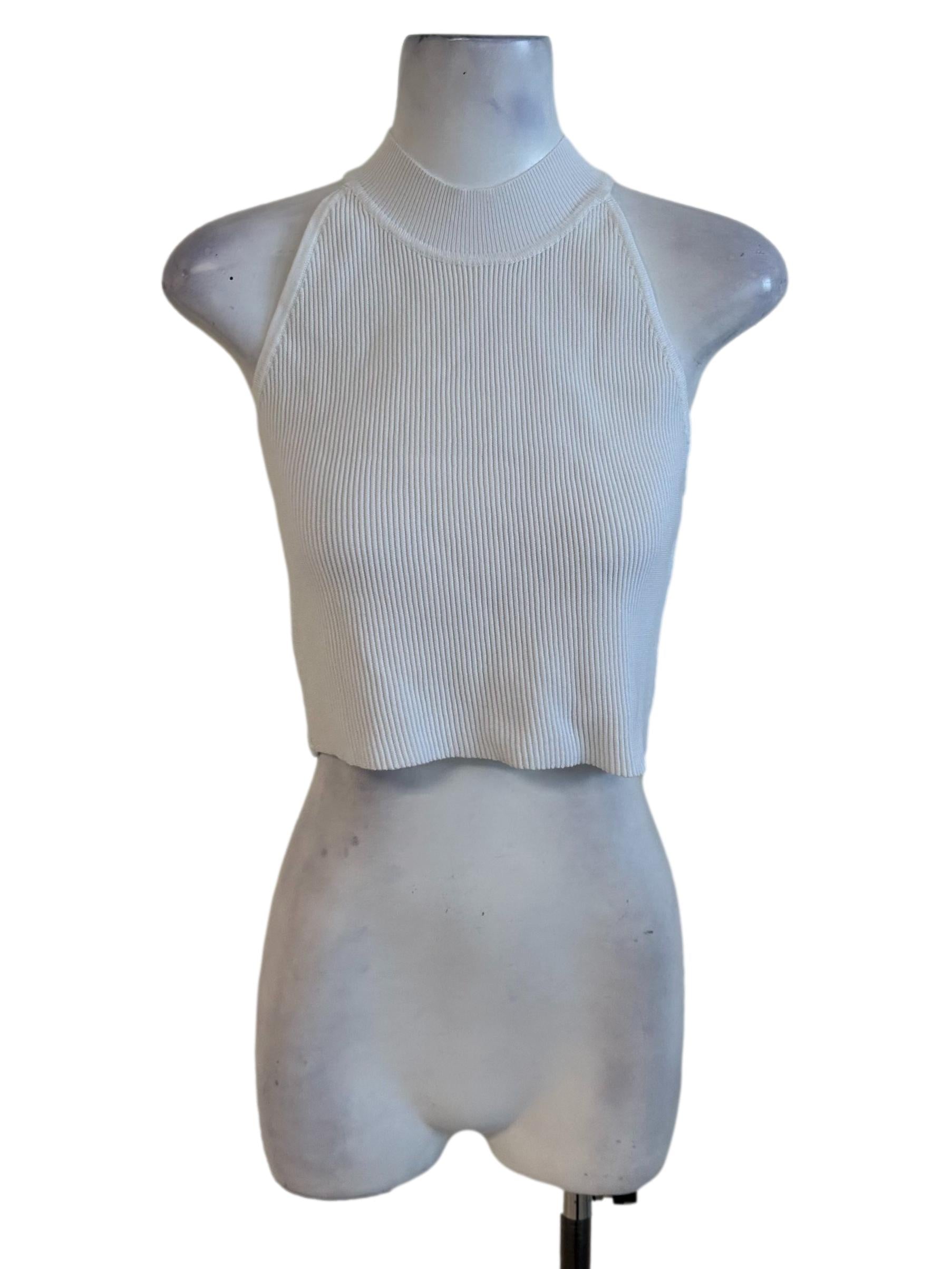Ash White Knit Halter Tank Top