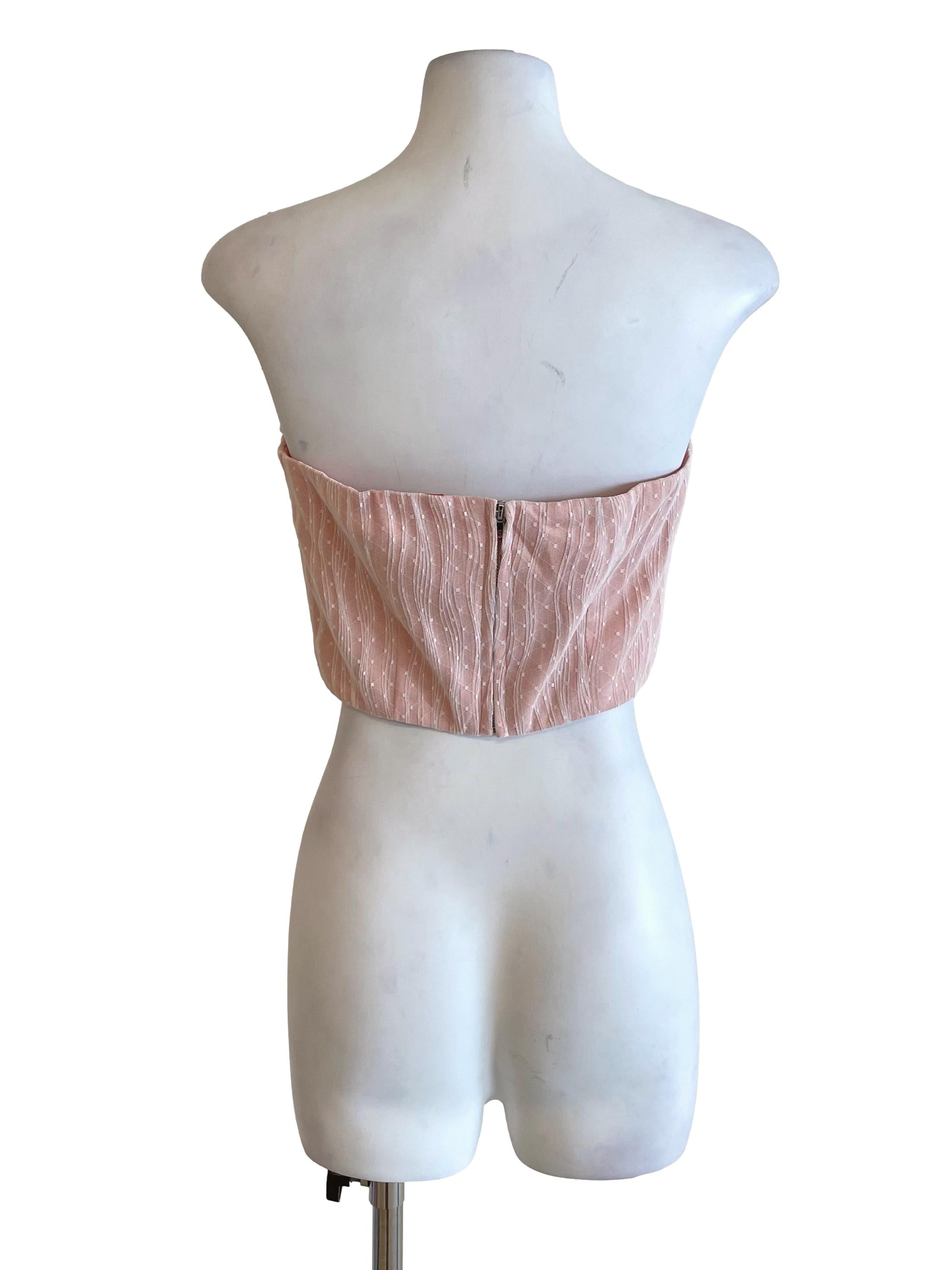 Salmon Lace Strapless Top