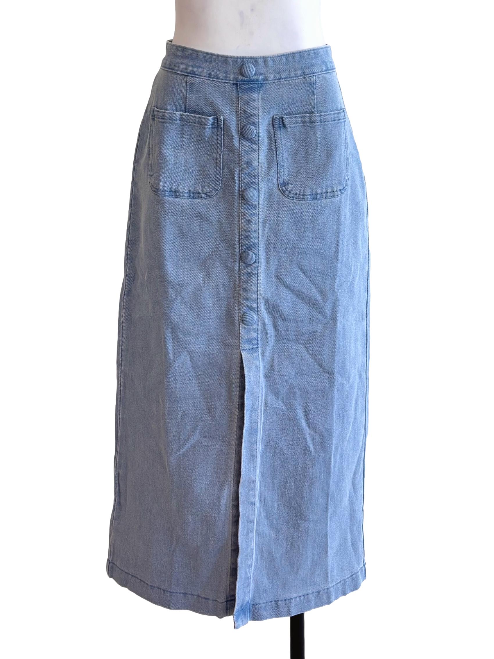 Light Wash Blue Denim Skirt