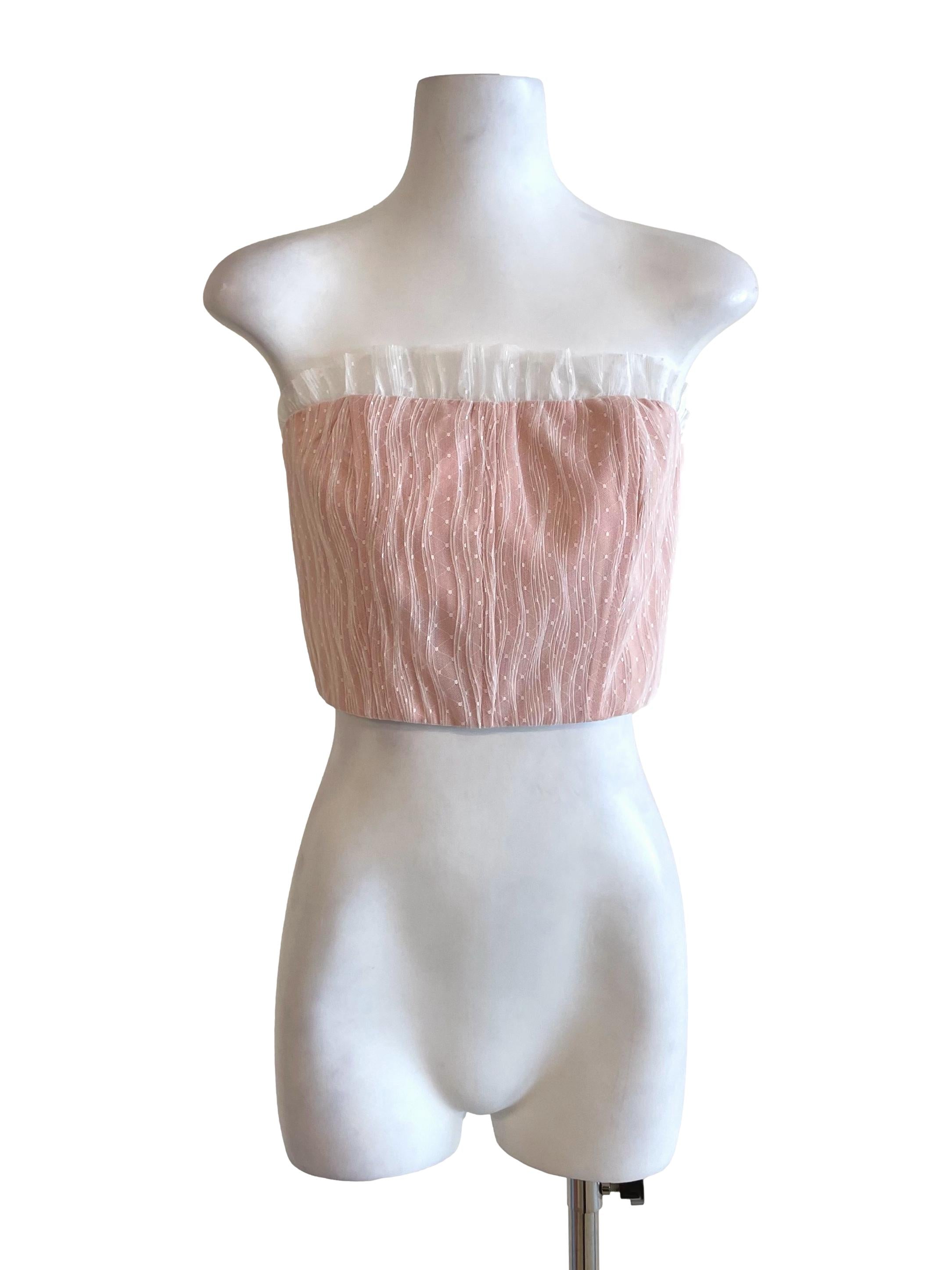 Salmon Lace Strapless Top