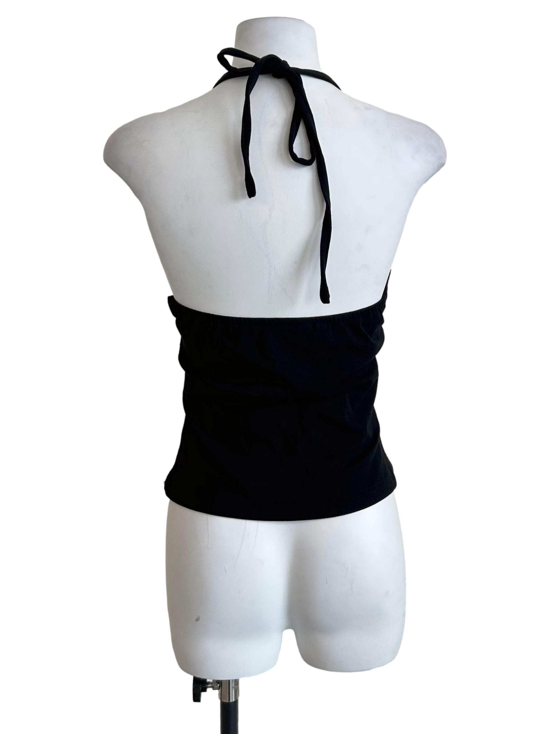 Black Plunge V-Neck Halter Top