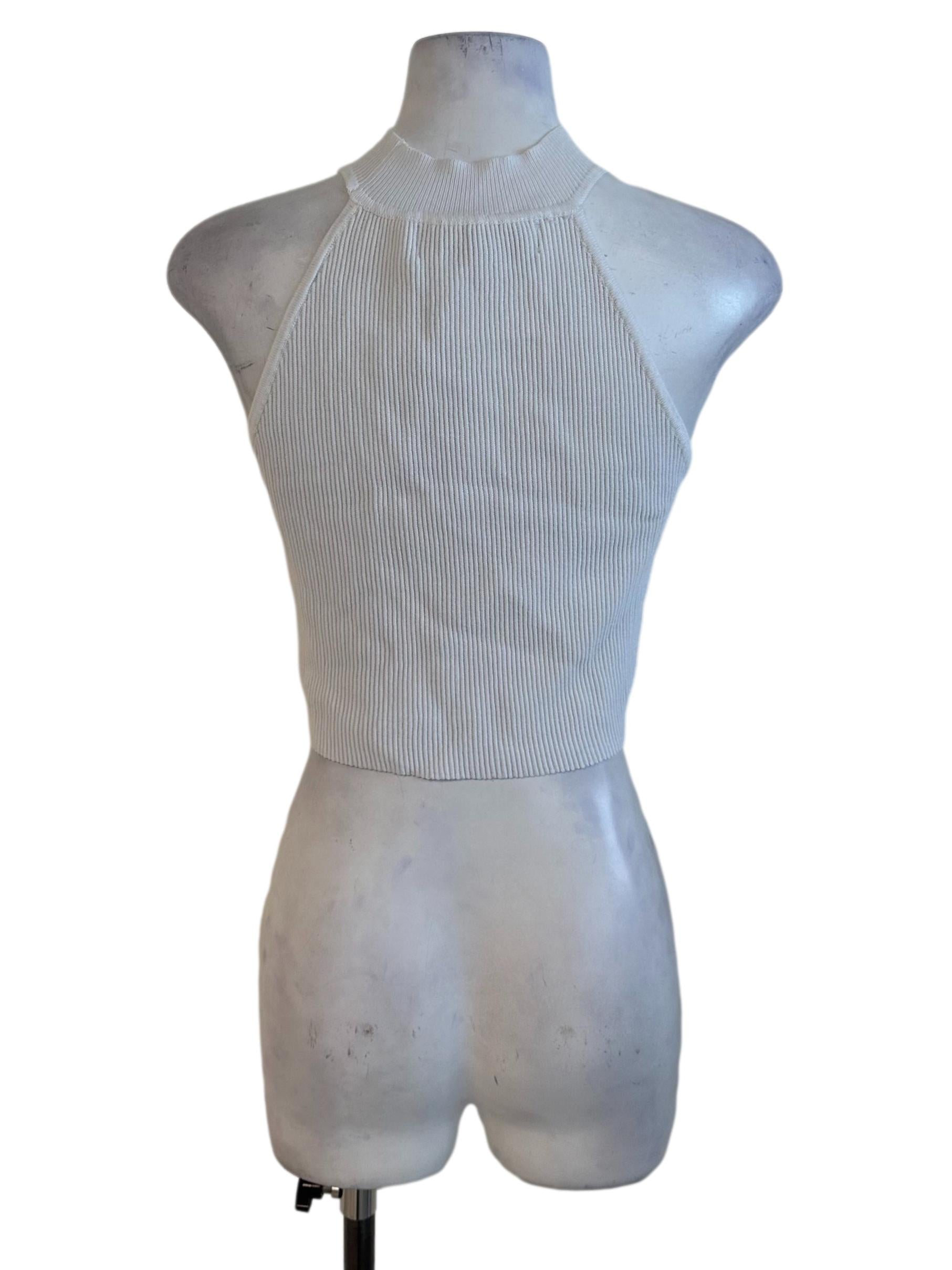 Ash White Knit Halter Tank Top