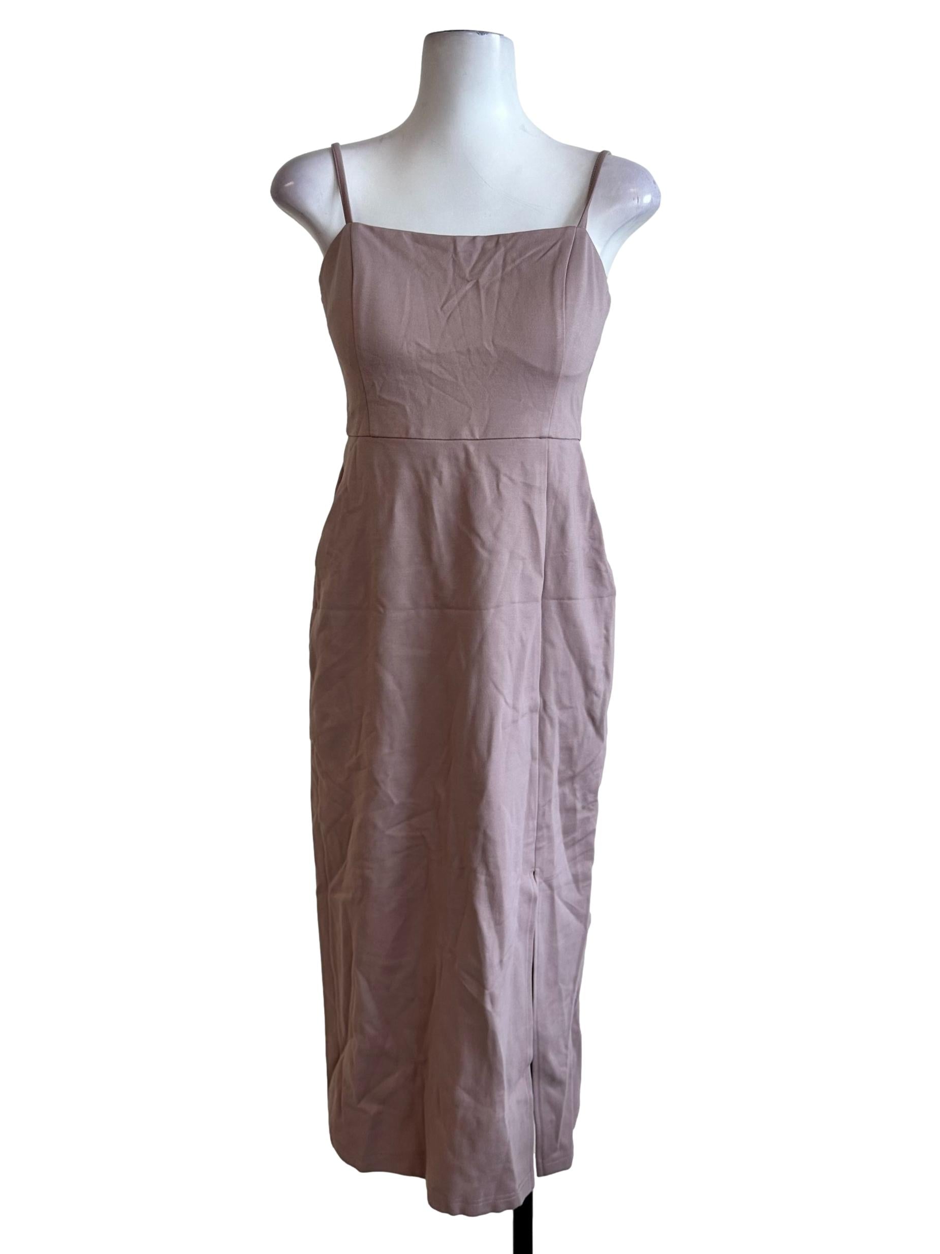 Sepia Beige Padded Slit Dress