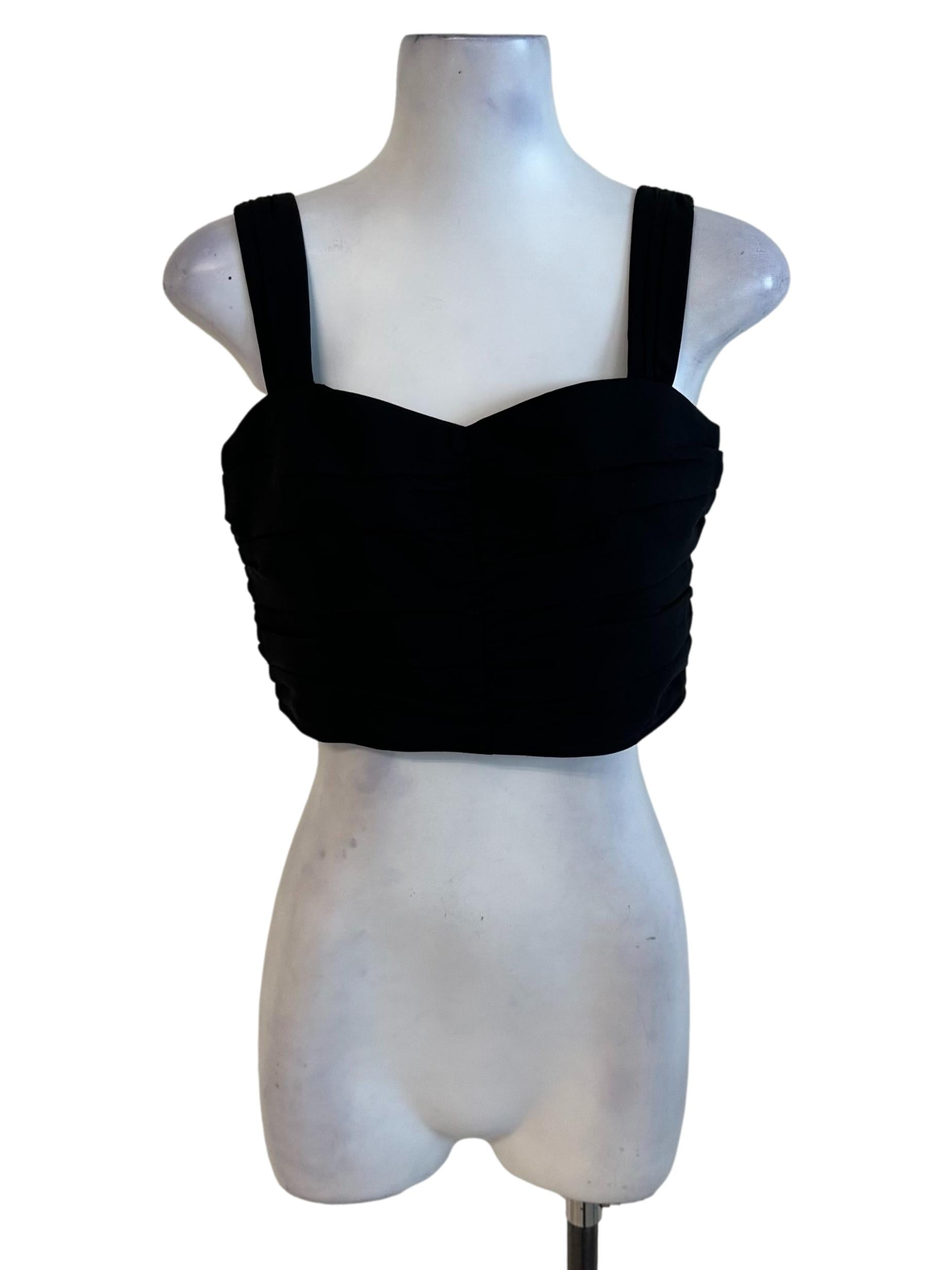 Onyx Black Sweetheart Pleated Top
