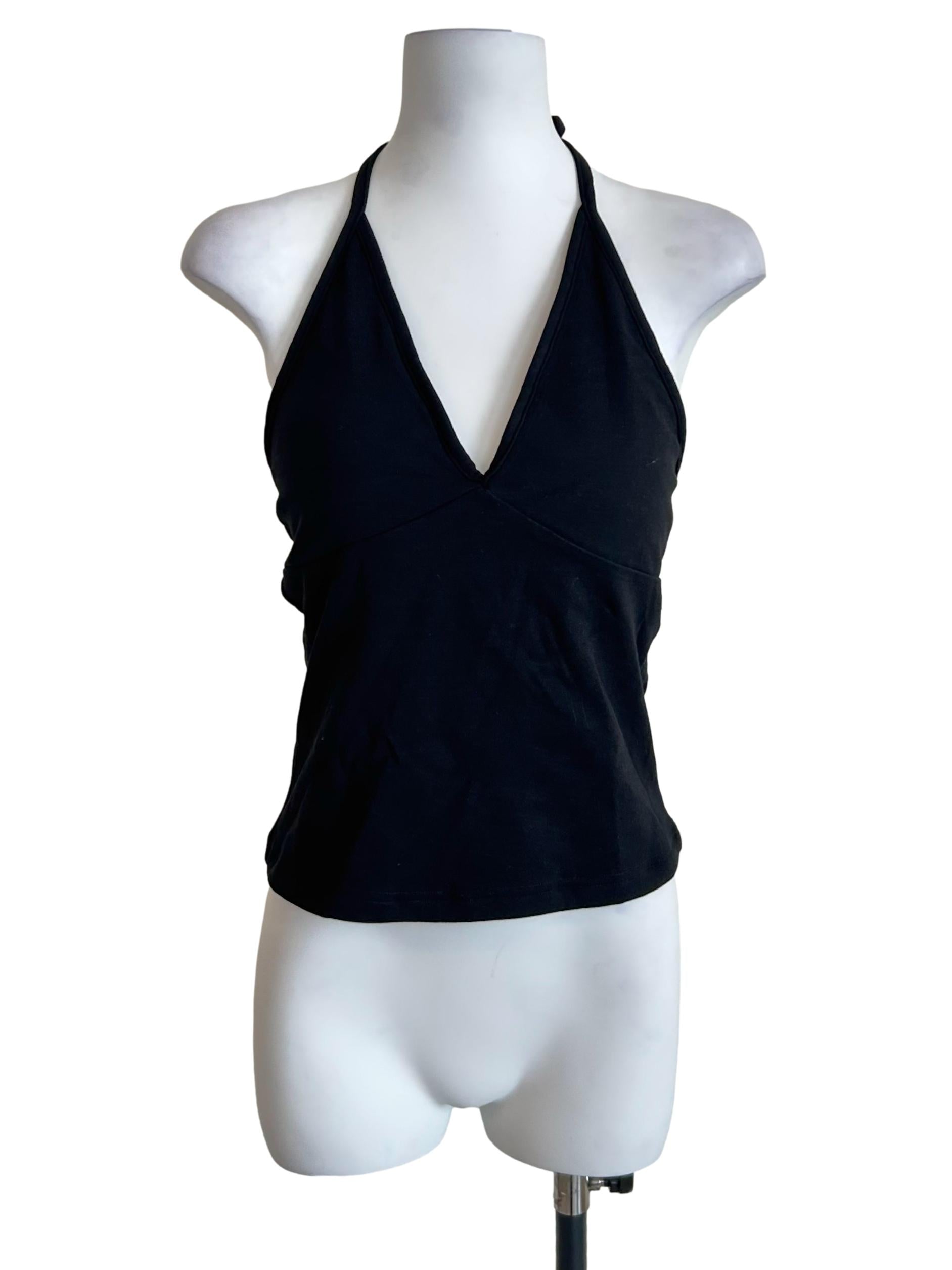 Black Plunge V-Neck Halter Top