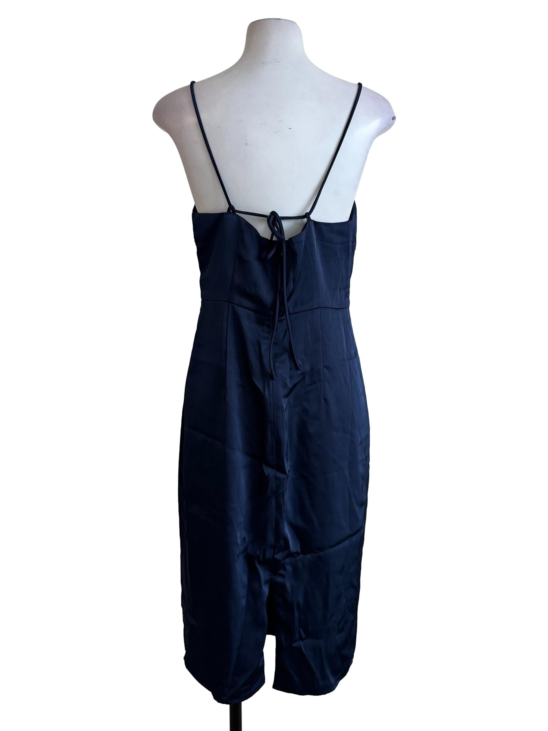 Berry Blue Satin Midi Dress