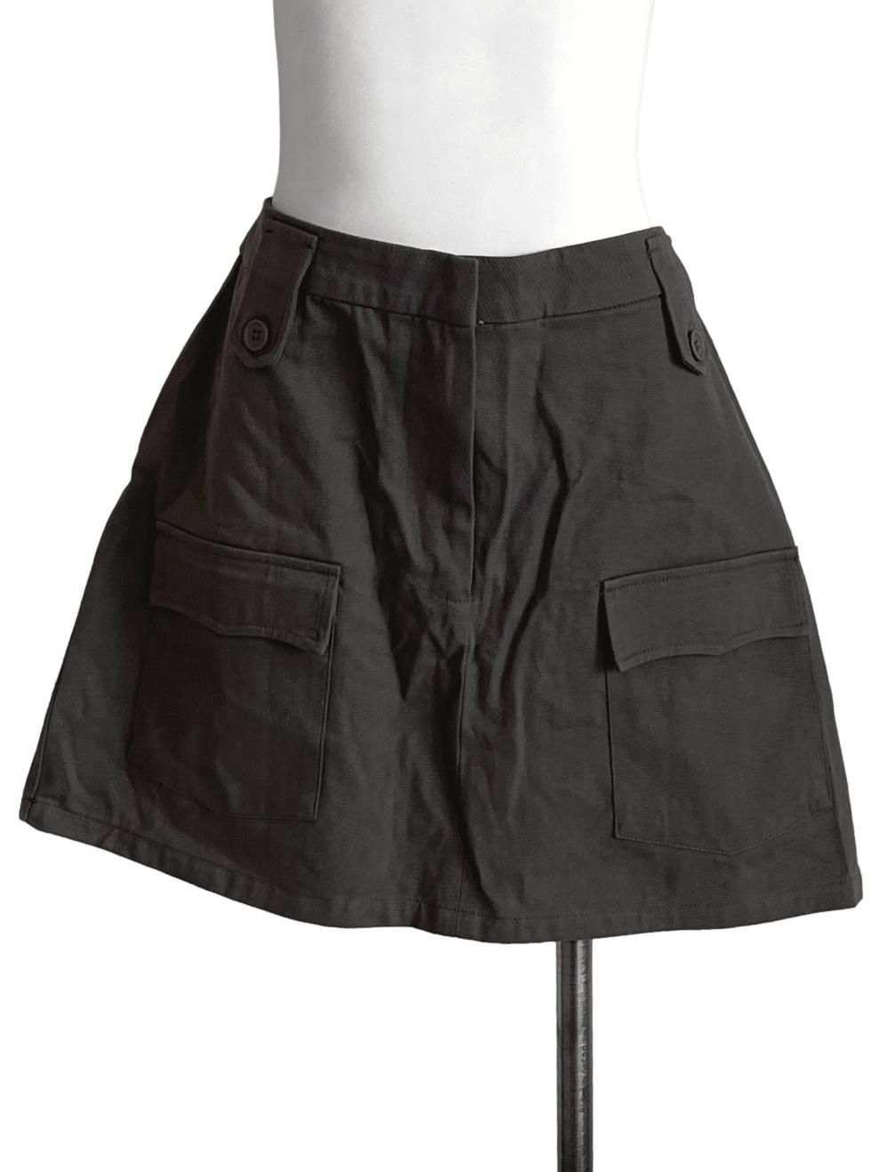 Moss Green Pocket A-Line Skirt YHF