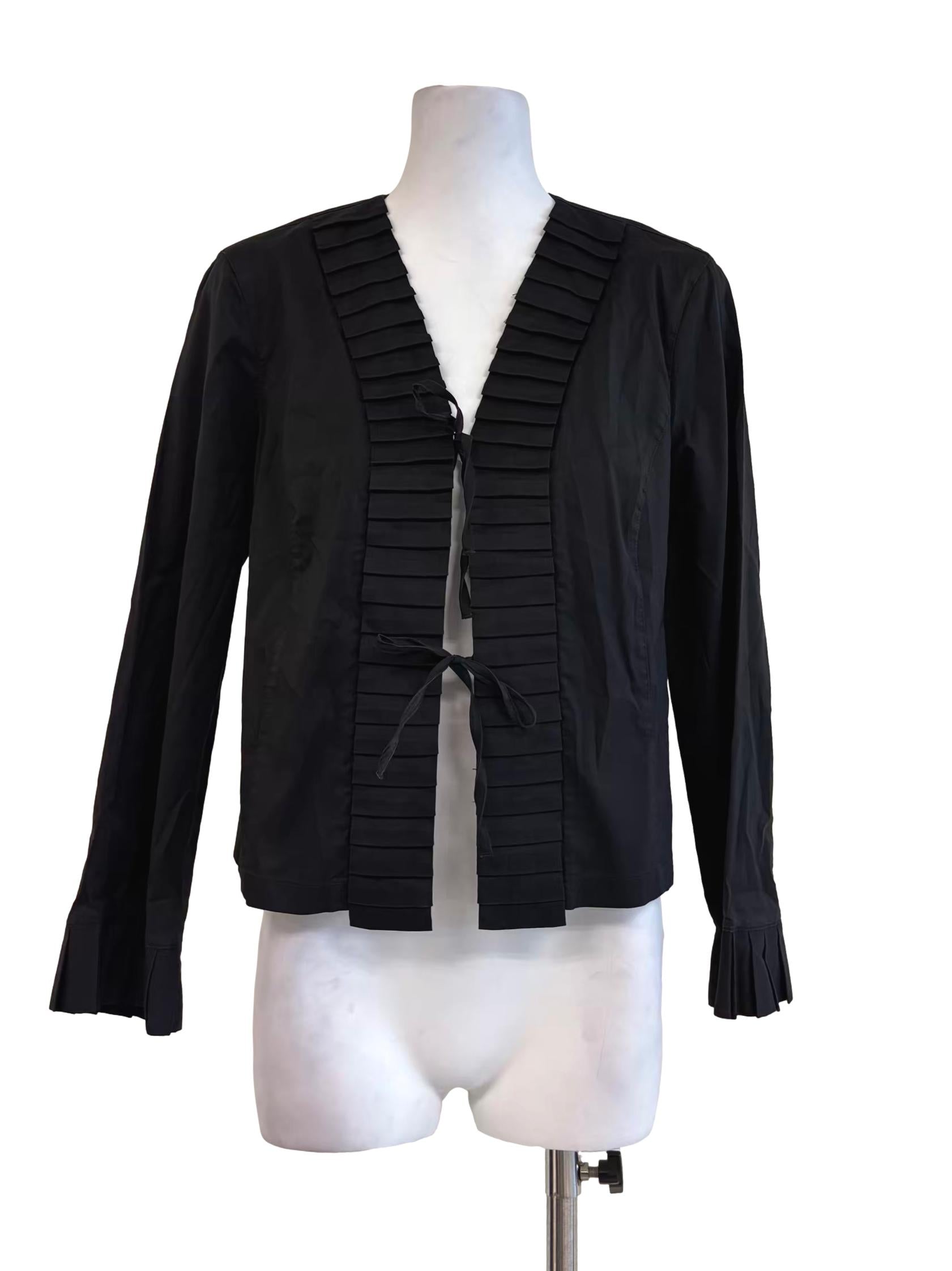 Jet Black Cotton Ribbon Top