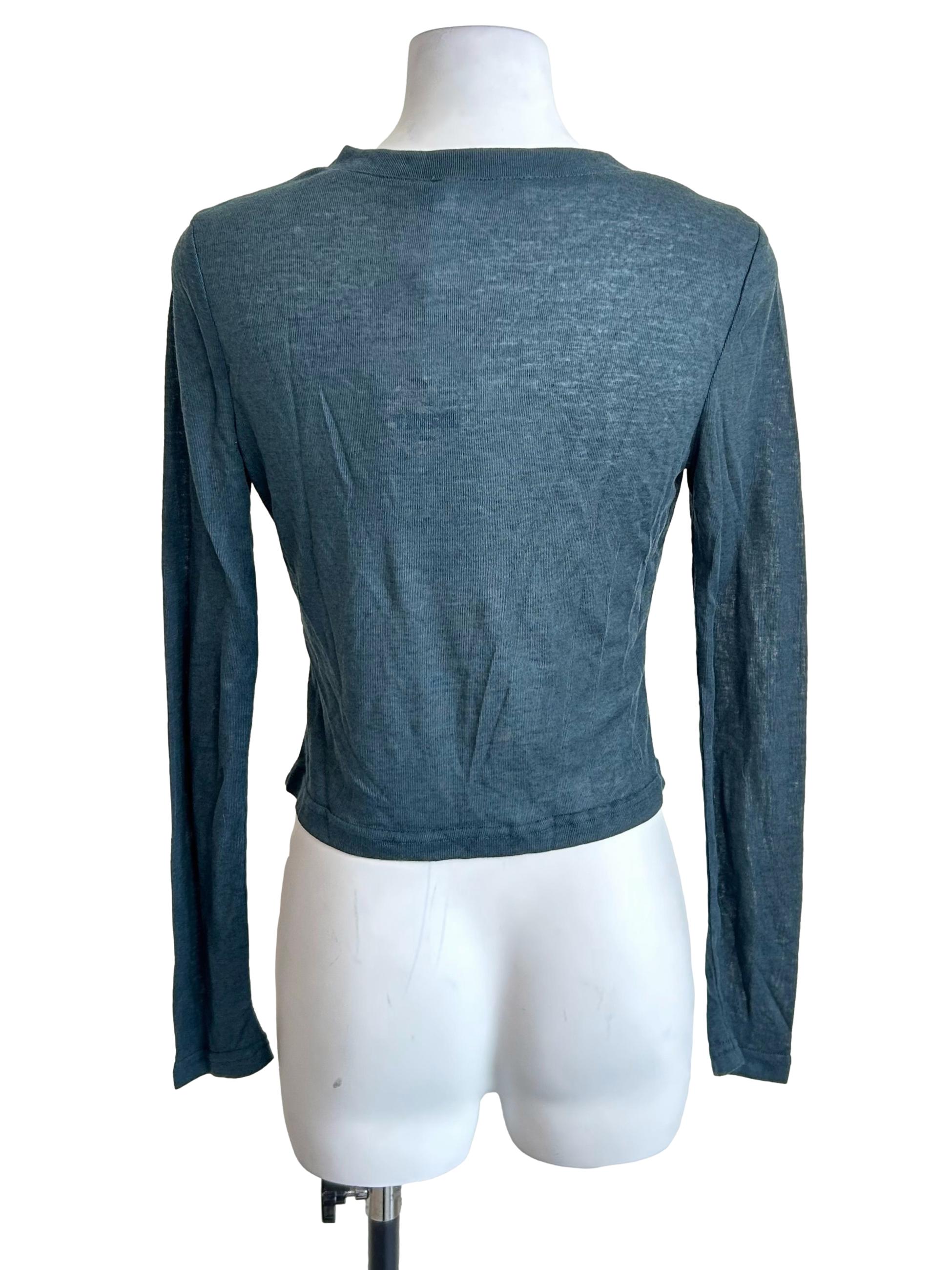 Seaweed Green Fine Knit Cropped Cardigan