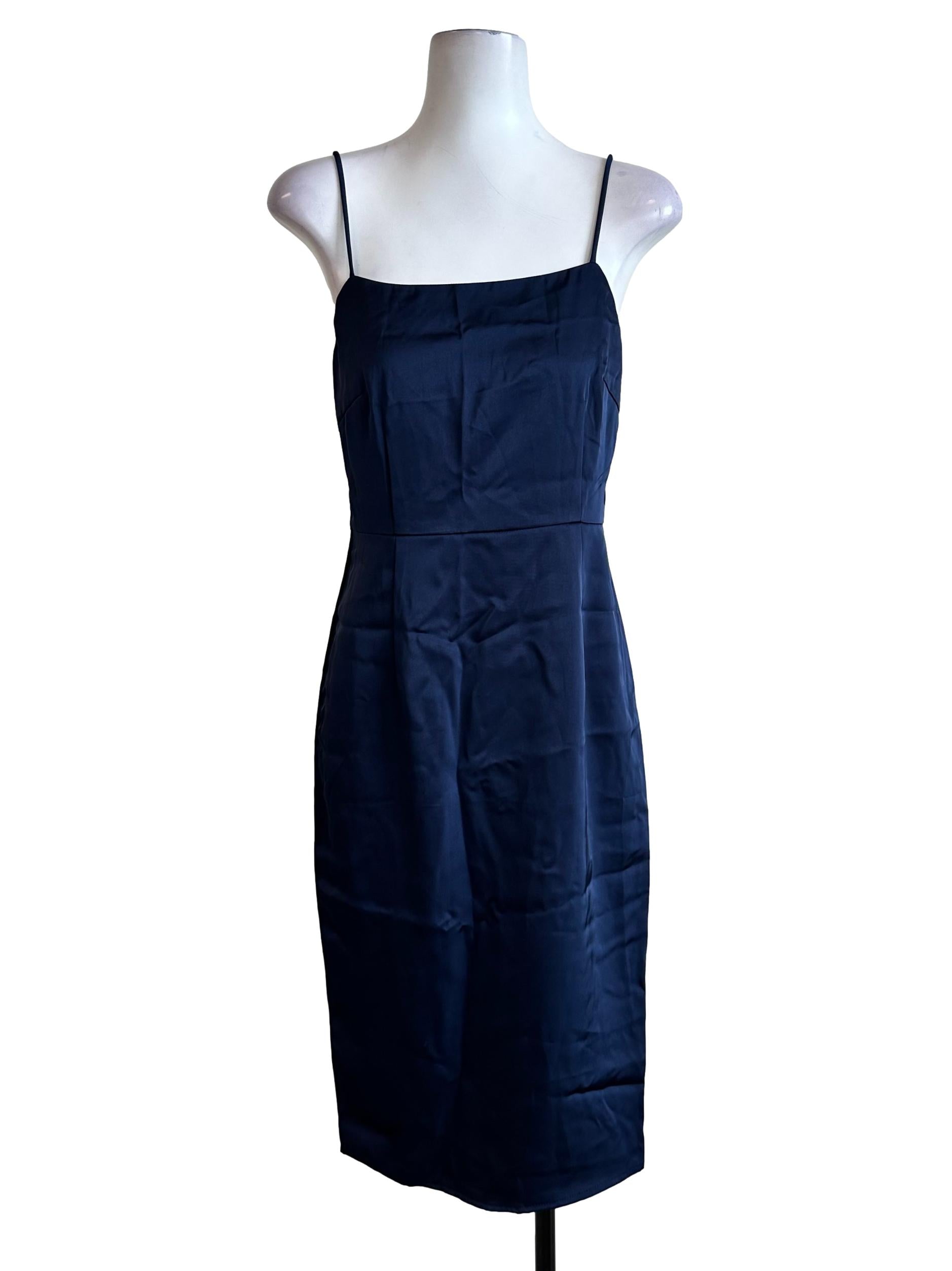 Berry Blue Satin Midi Dress