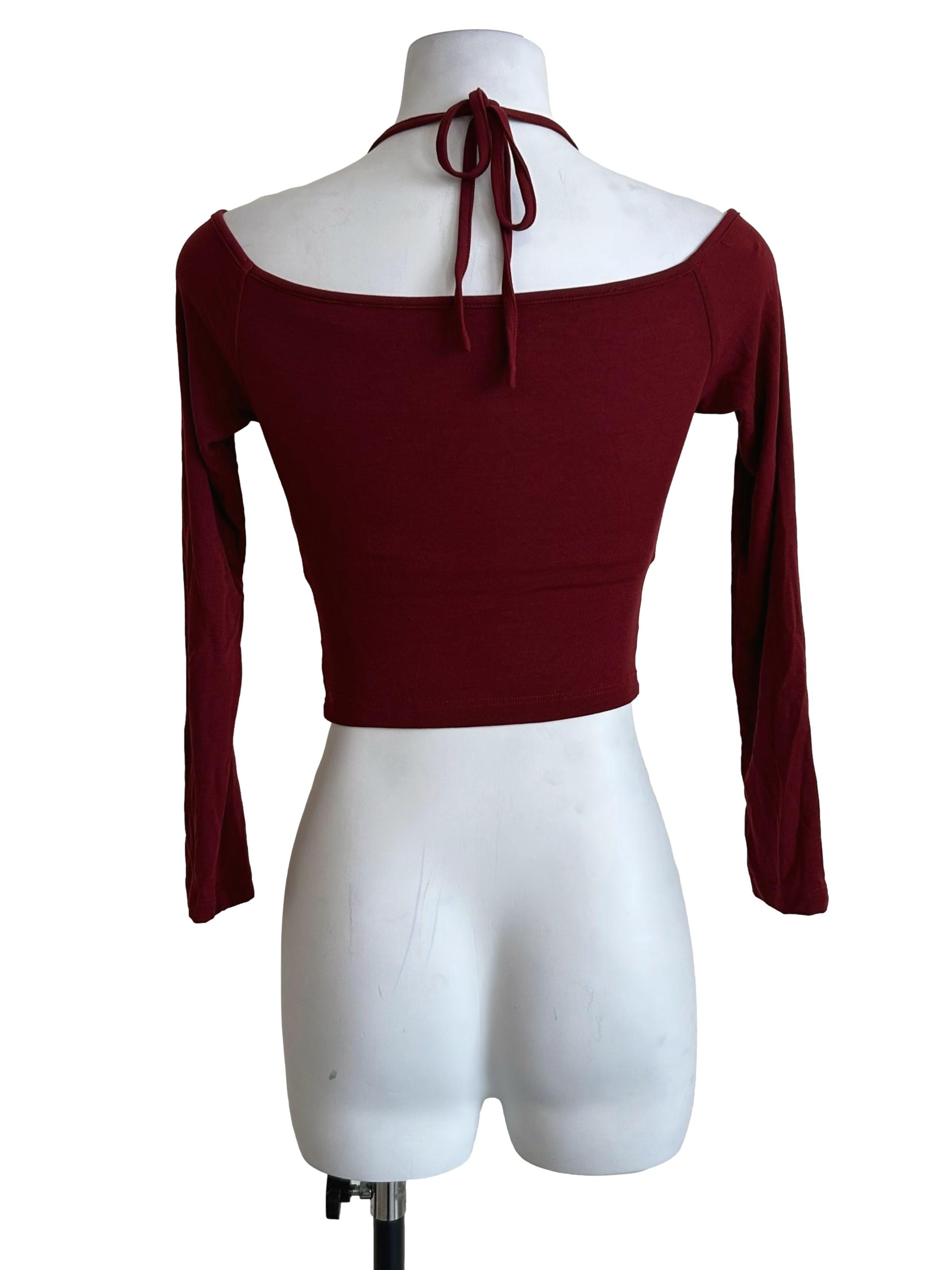 Maroon Off-Shoulder Halter Neck Top