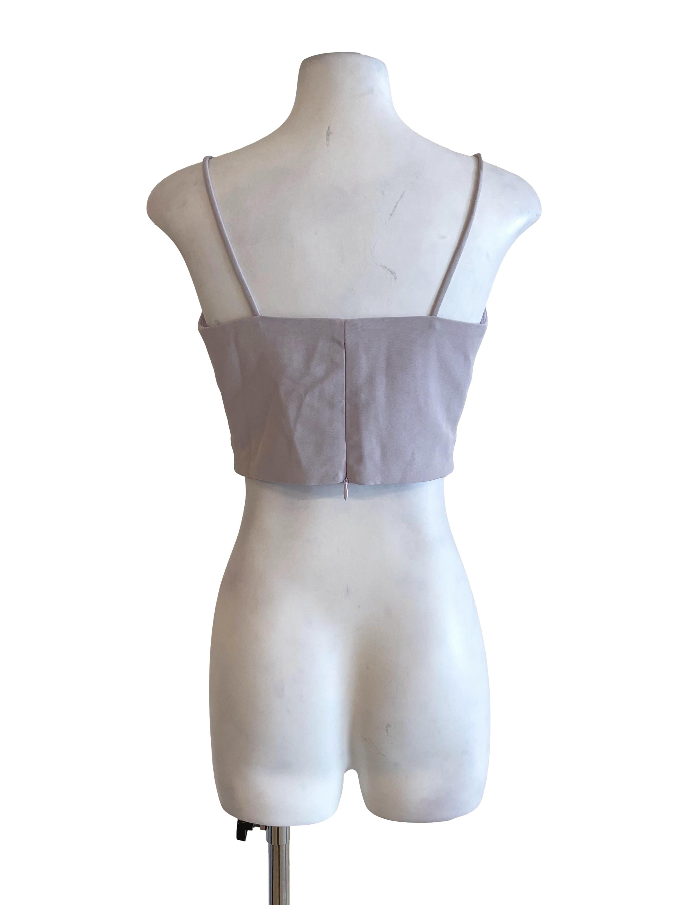 Light Heather Tie Bow Crop Top