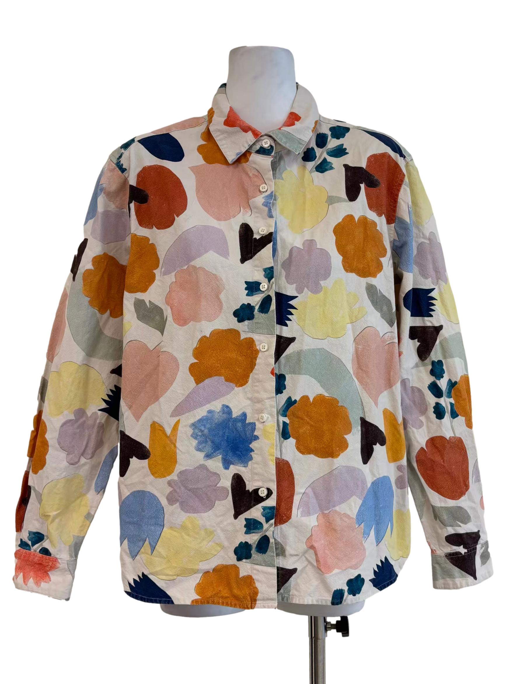 White Multicolor Patterned Shirt