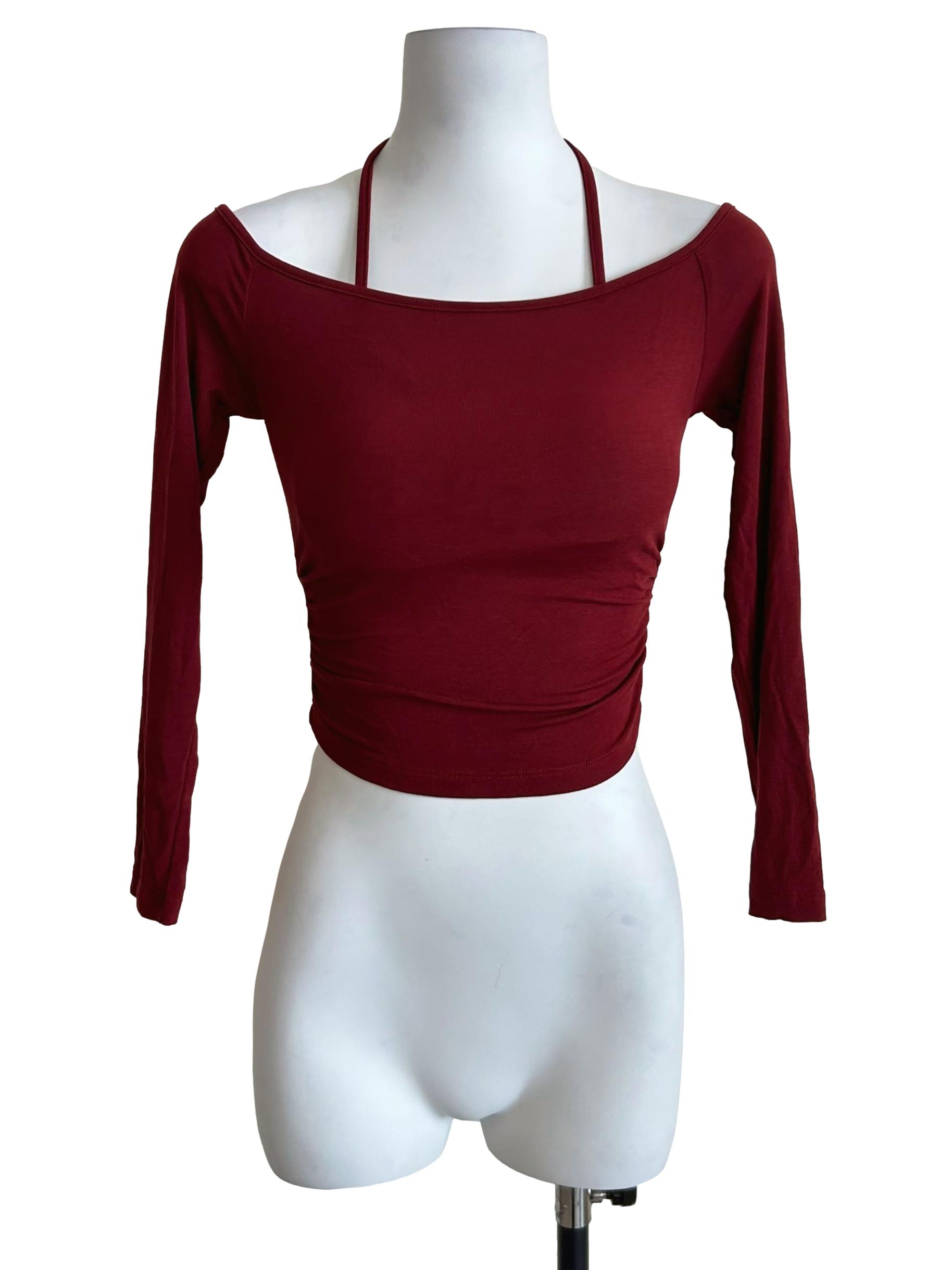 Maroon Off-Shoulder Halter Neck Top