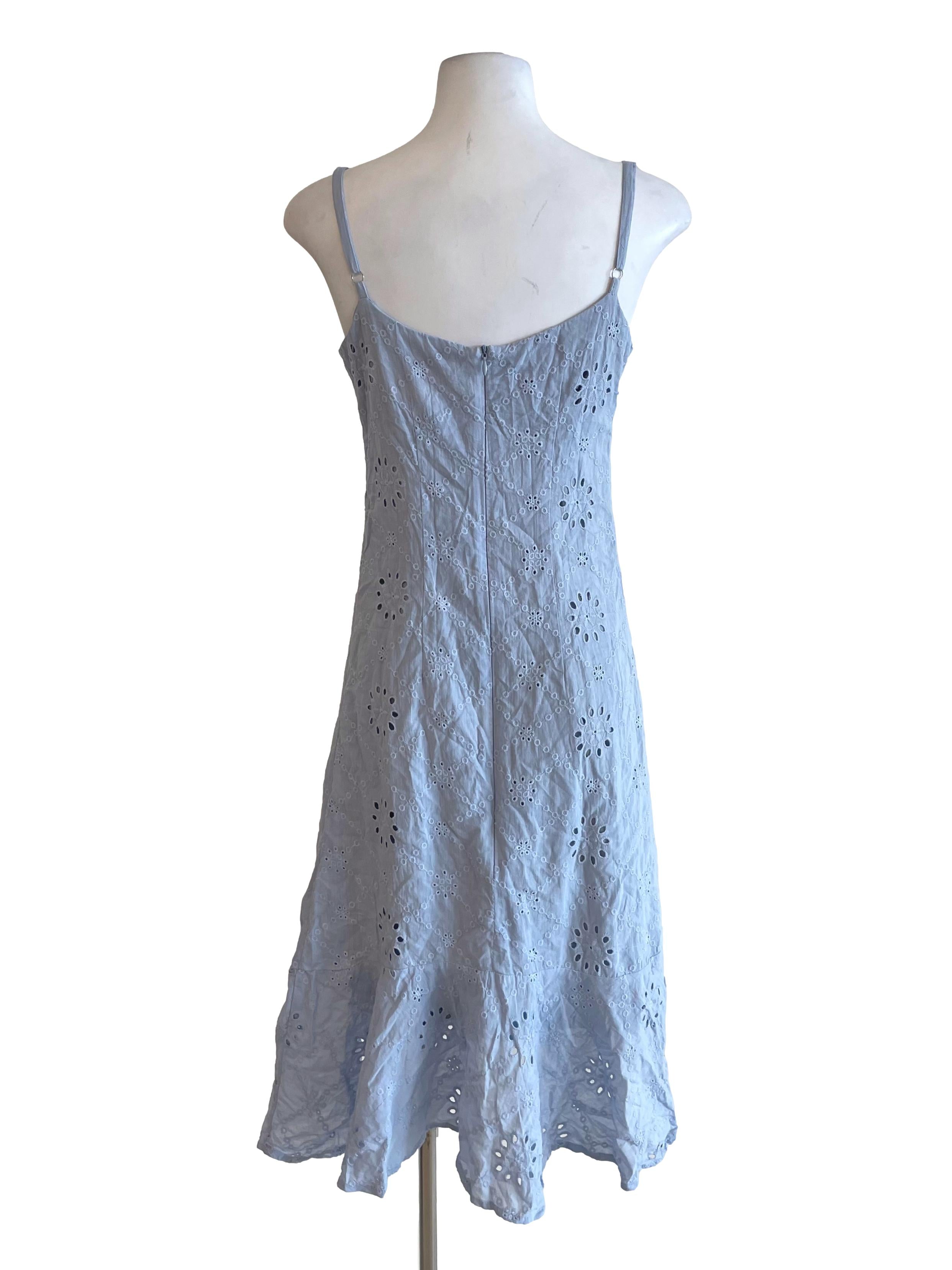 Light Blue Eyelet Drop Waist Cami Dress