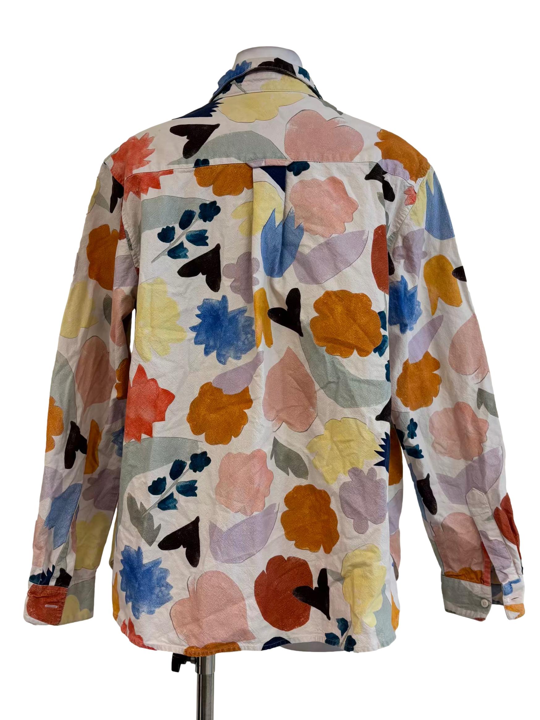 White Multicolor Patterned Shirt