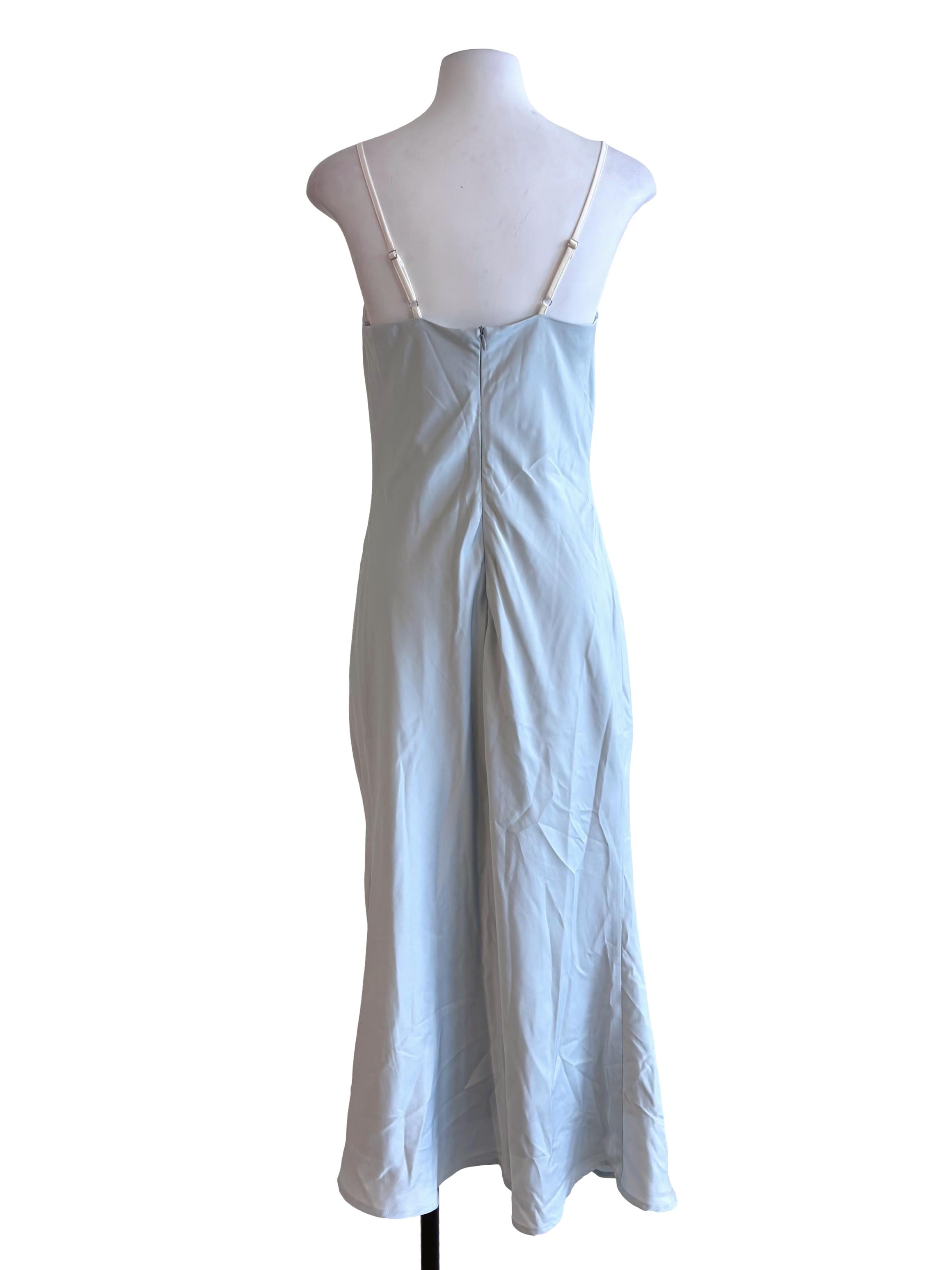 Baby Blue Lace Padded Detail Dress