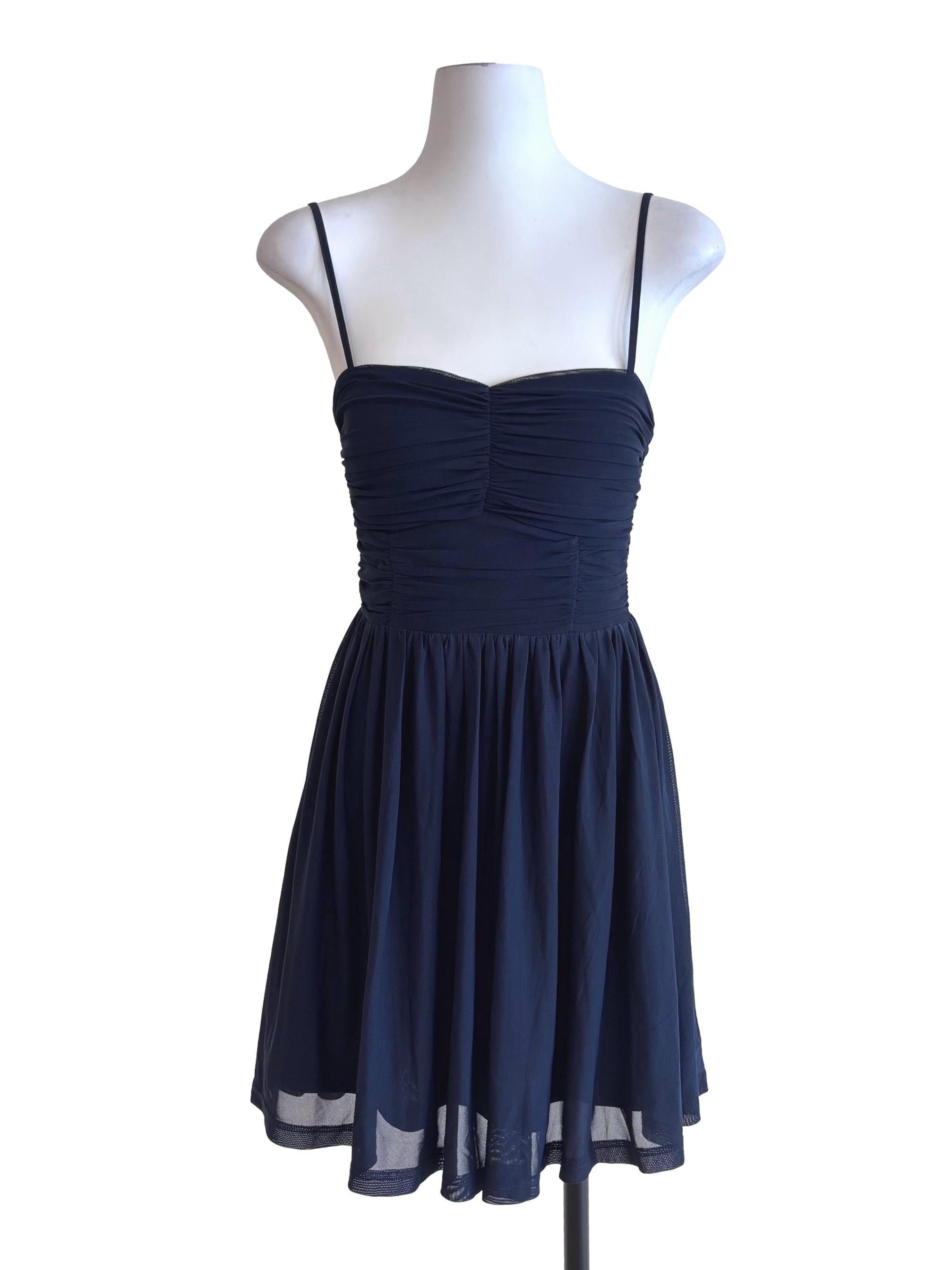 Midnight Blue Mesh Mini Dress
