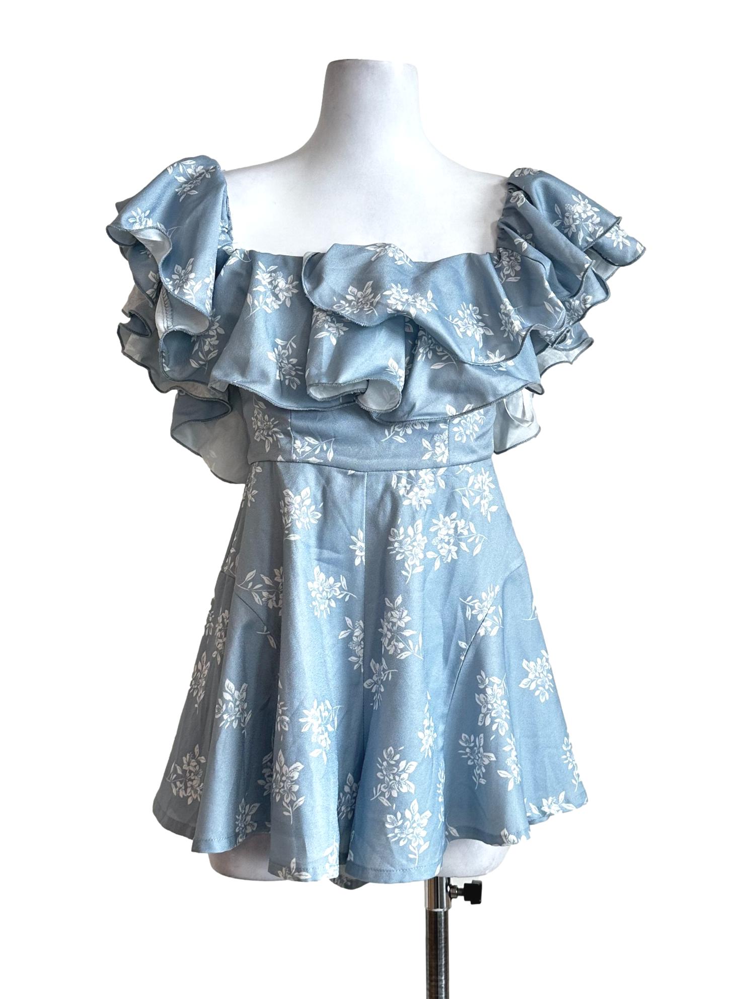 Light Blue Flower Printed Rompers